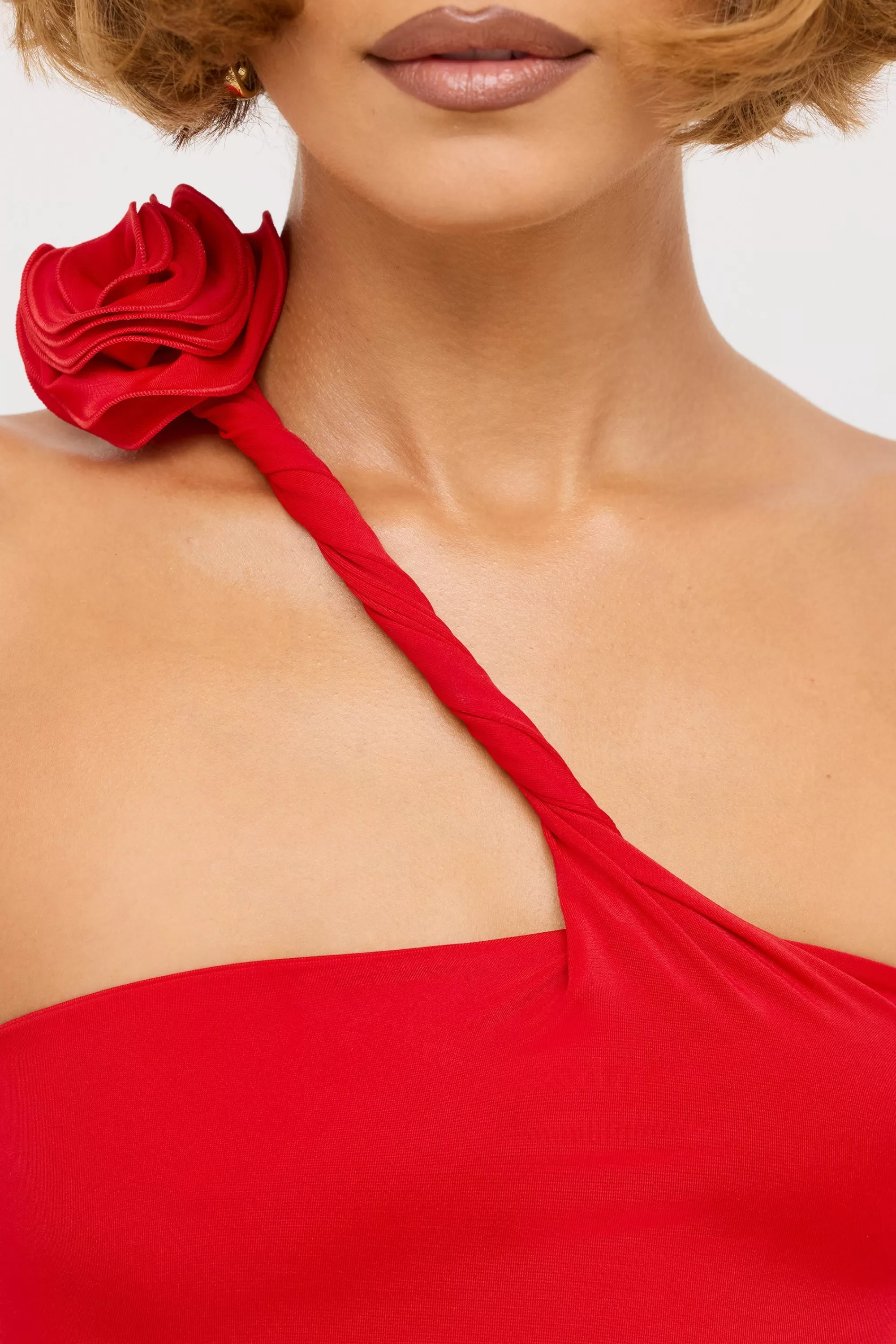 Oh Polly Premium Jersey Asymmetric Cut Out Maxi Dress in Scarlet Red ScarletRed Online