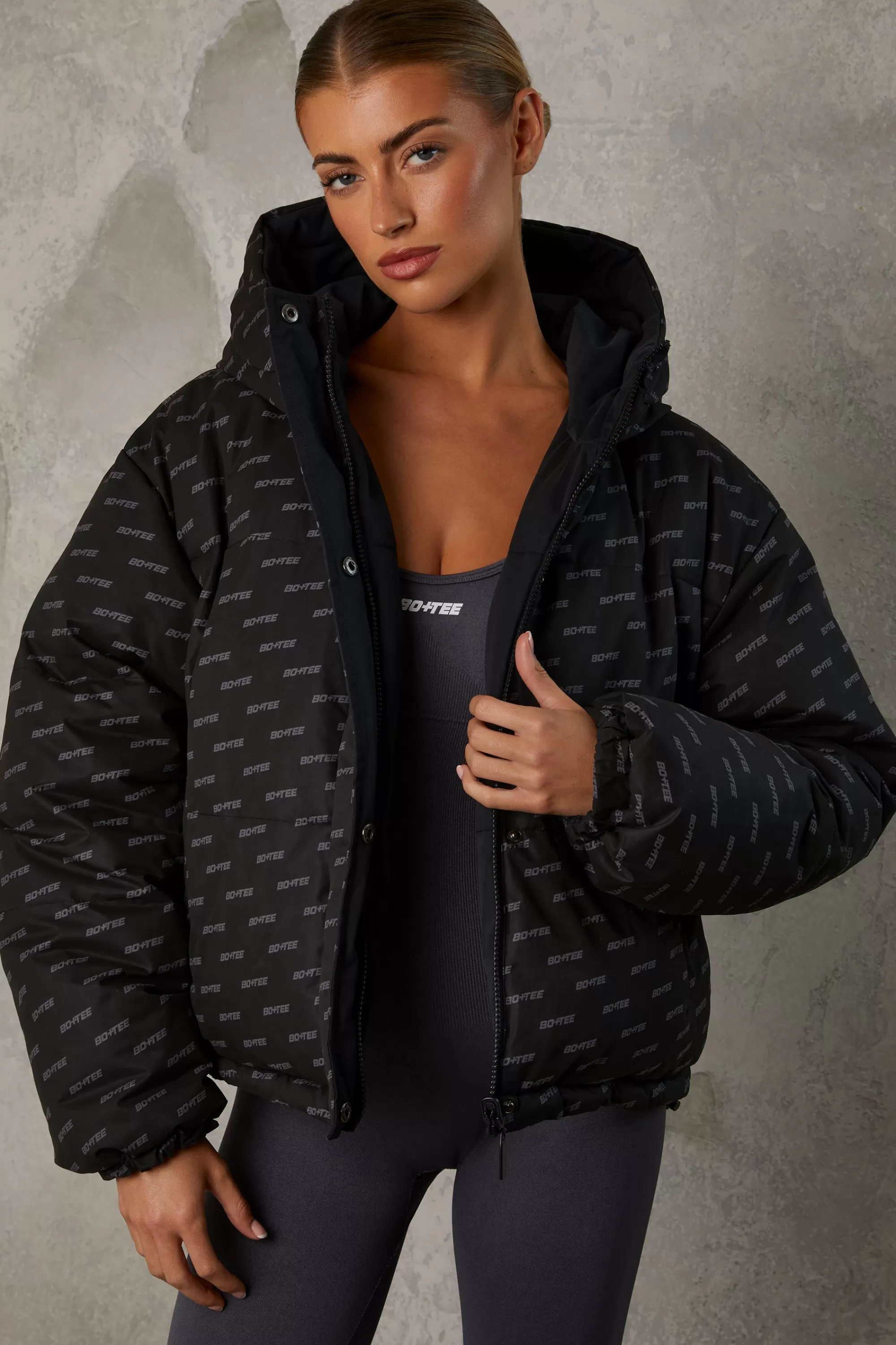 Oh Polly Reversible Hooded Puffer Jacket in Black Fashion