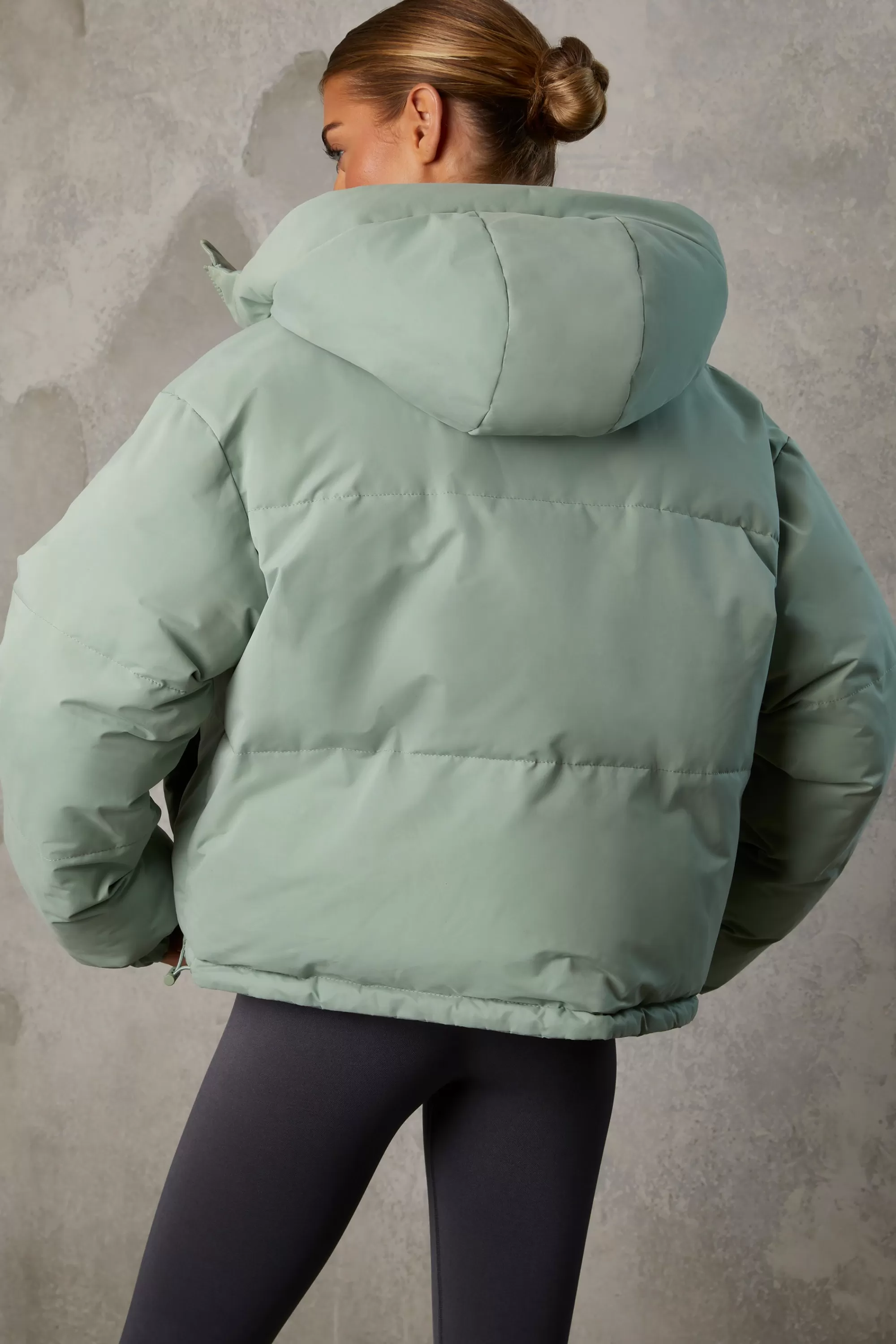 Oh Polly Reversible Hooded Puffer Jacket in Iceberg Green IcebergGreen Hot