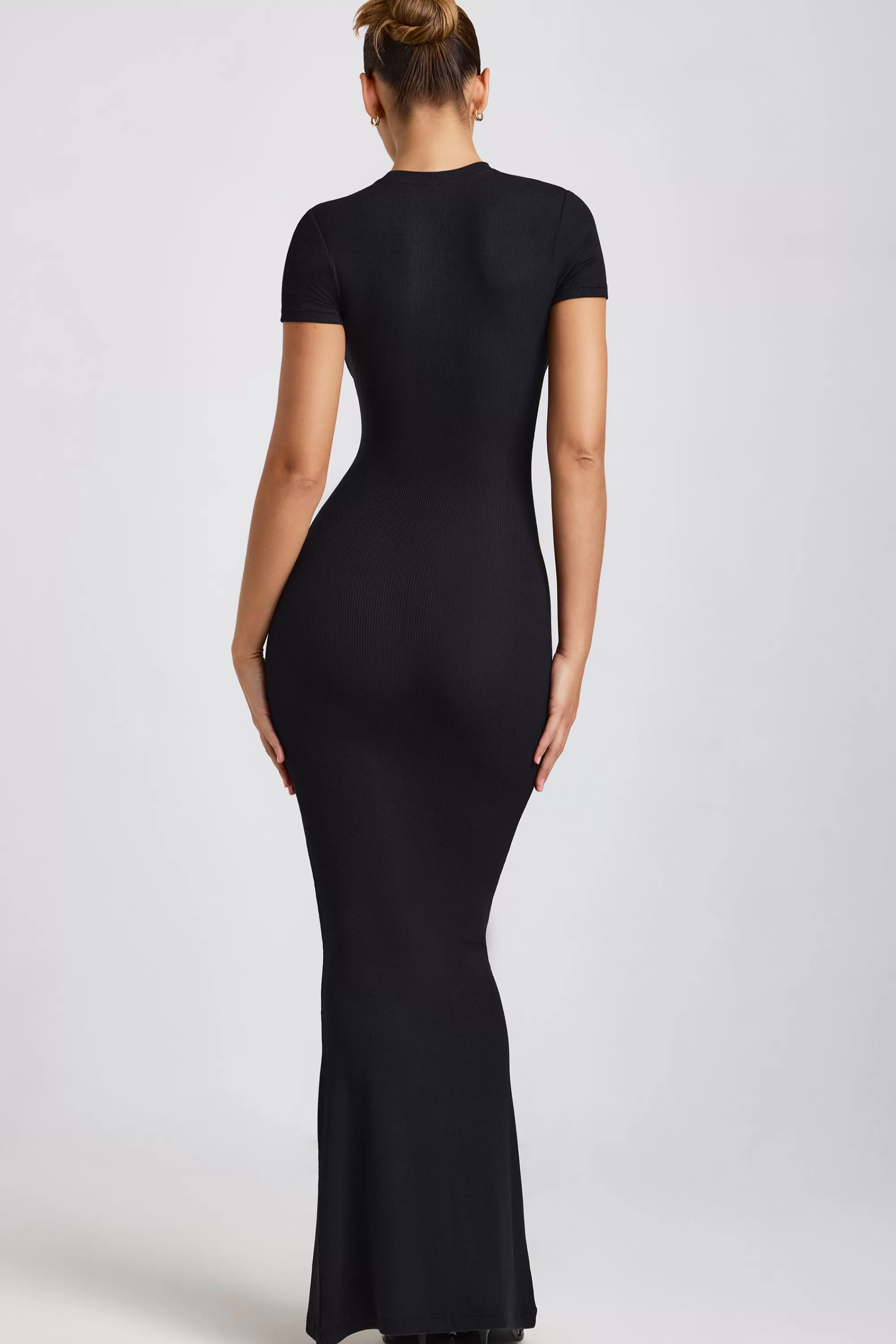 Oh Polly Ribbed Modal Maxi Dress in Black Sale