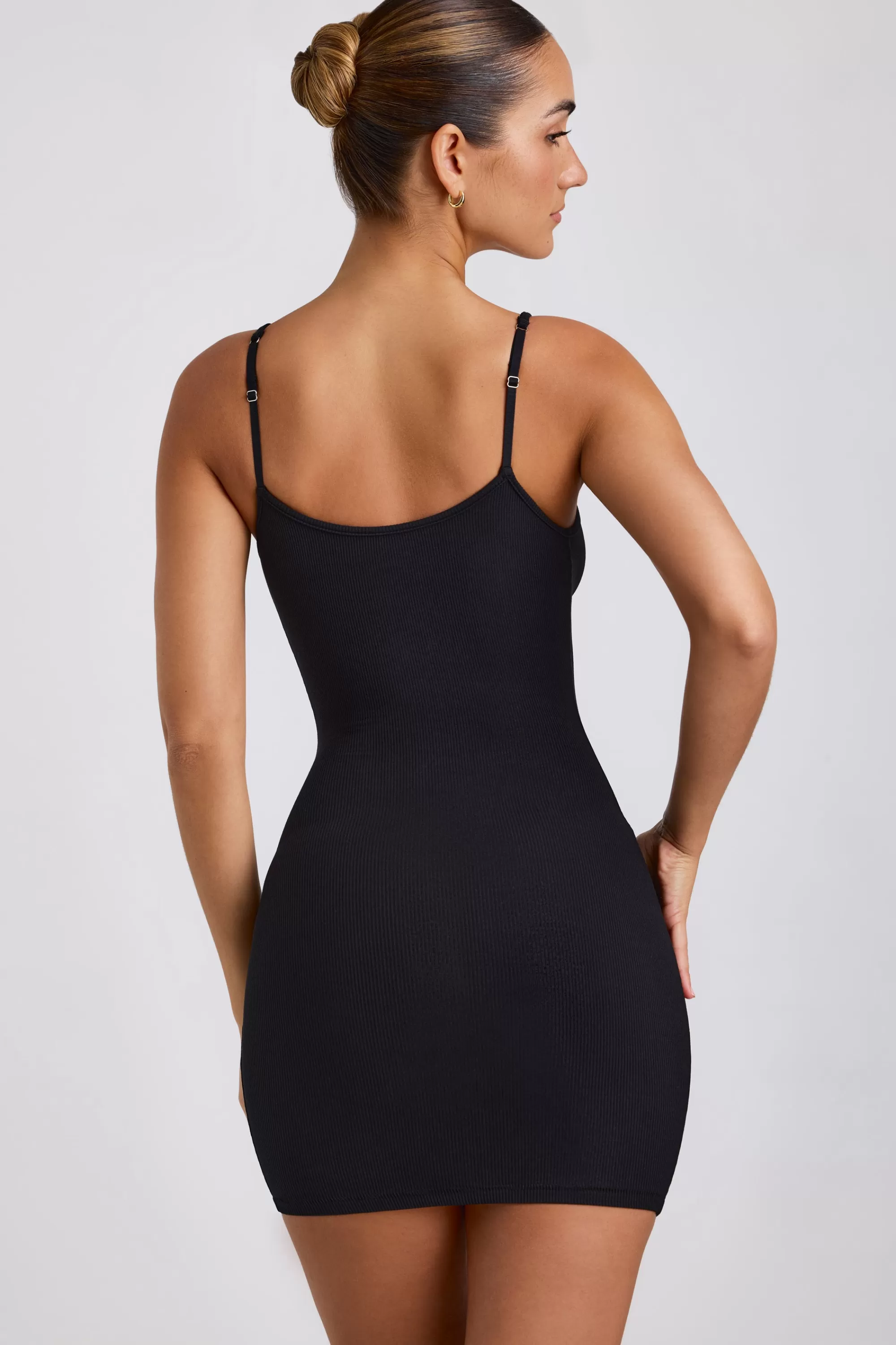 Oh Polly Ribbed Modal Mini Dress in Black Store