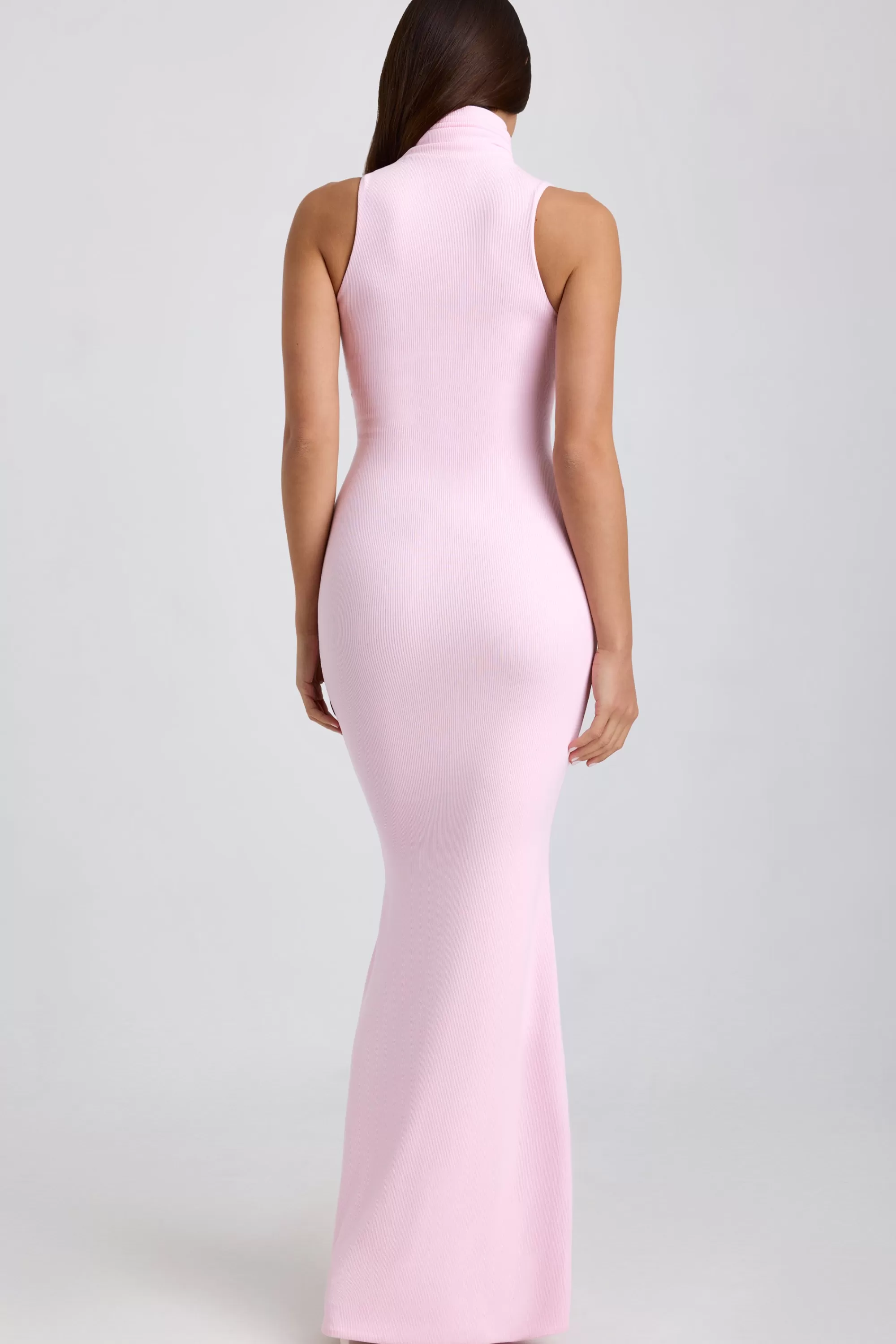 Oh Polly Ribbed Modal Turtleneck Maxi Dress in Blossom Pink BlossomPink Shop