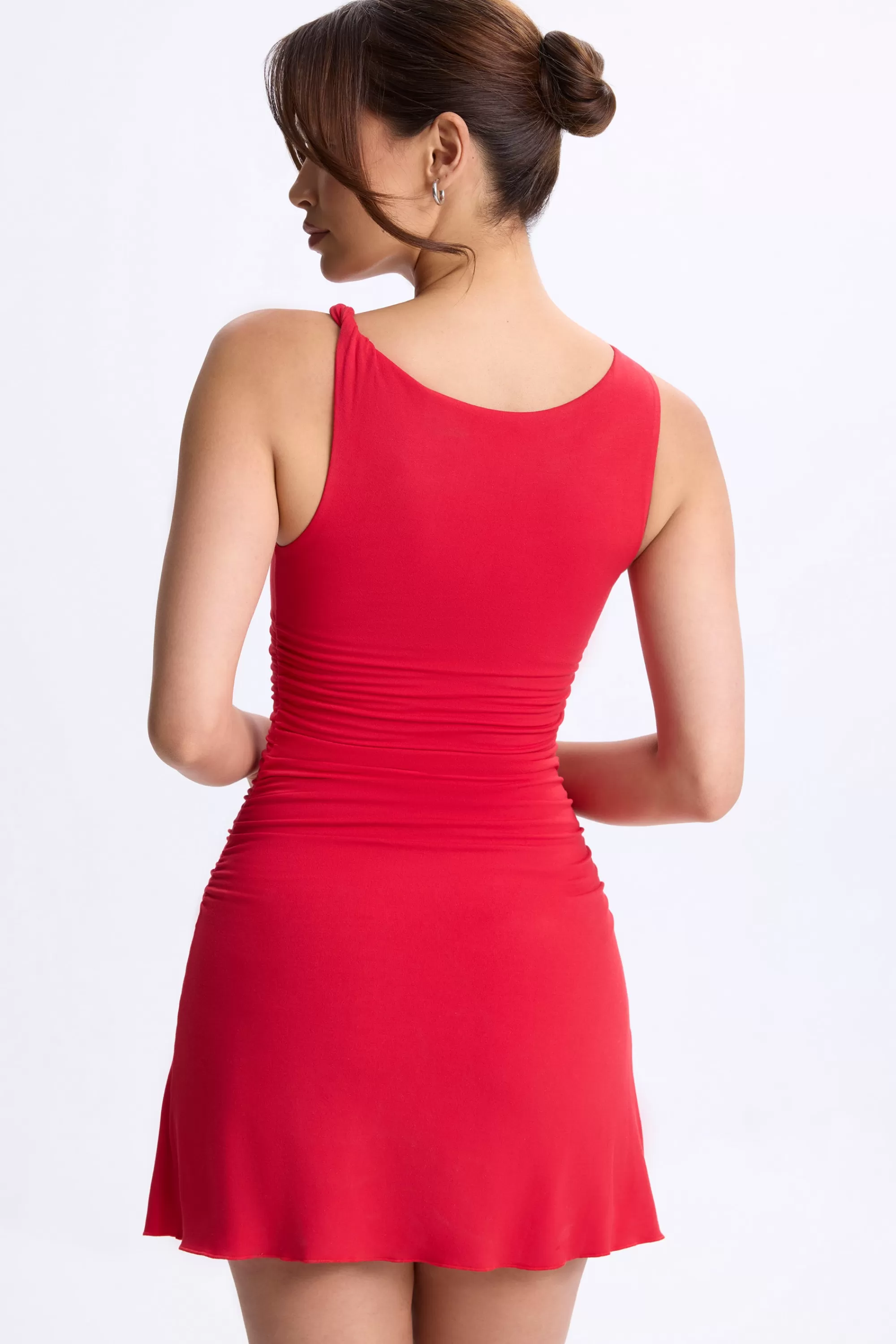 Oh Polly Ruched A-Line Micro Mini Dress in Cherry Red CherryRed Best Sale