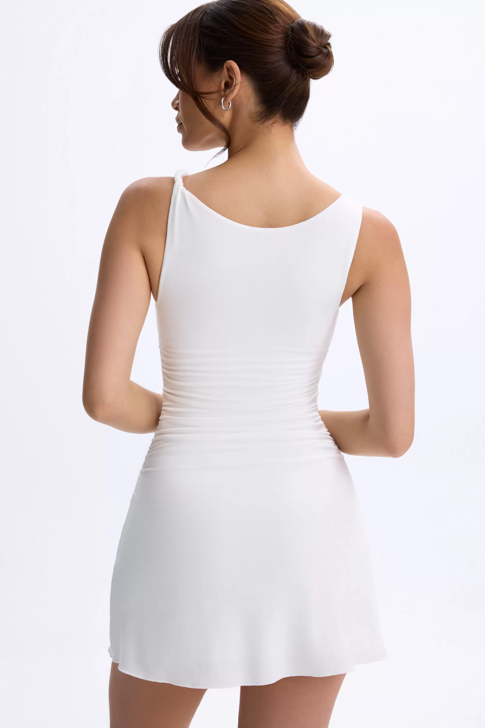 Oh Polly Ruched A-Line Micro Mini Dress in White Best