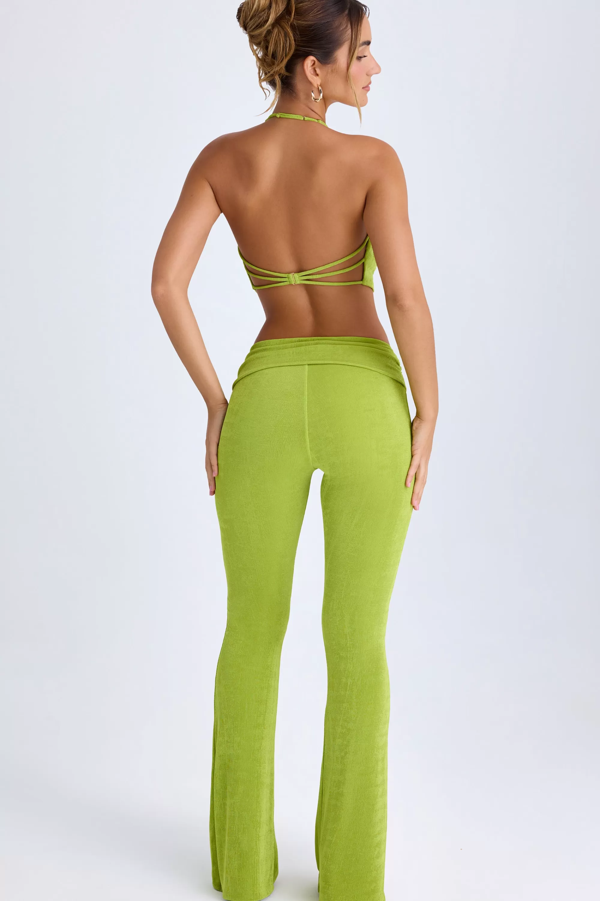 Oh Polly Ruched Mid-Rise Trousers in Pear Green PearGreen New