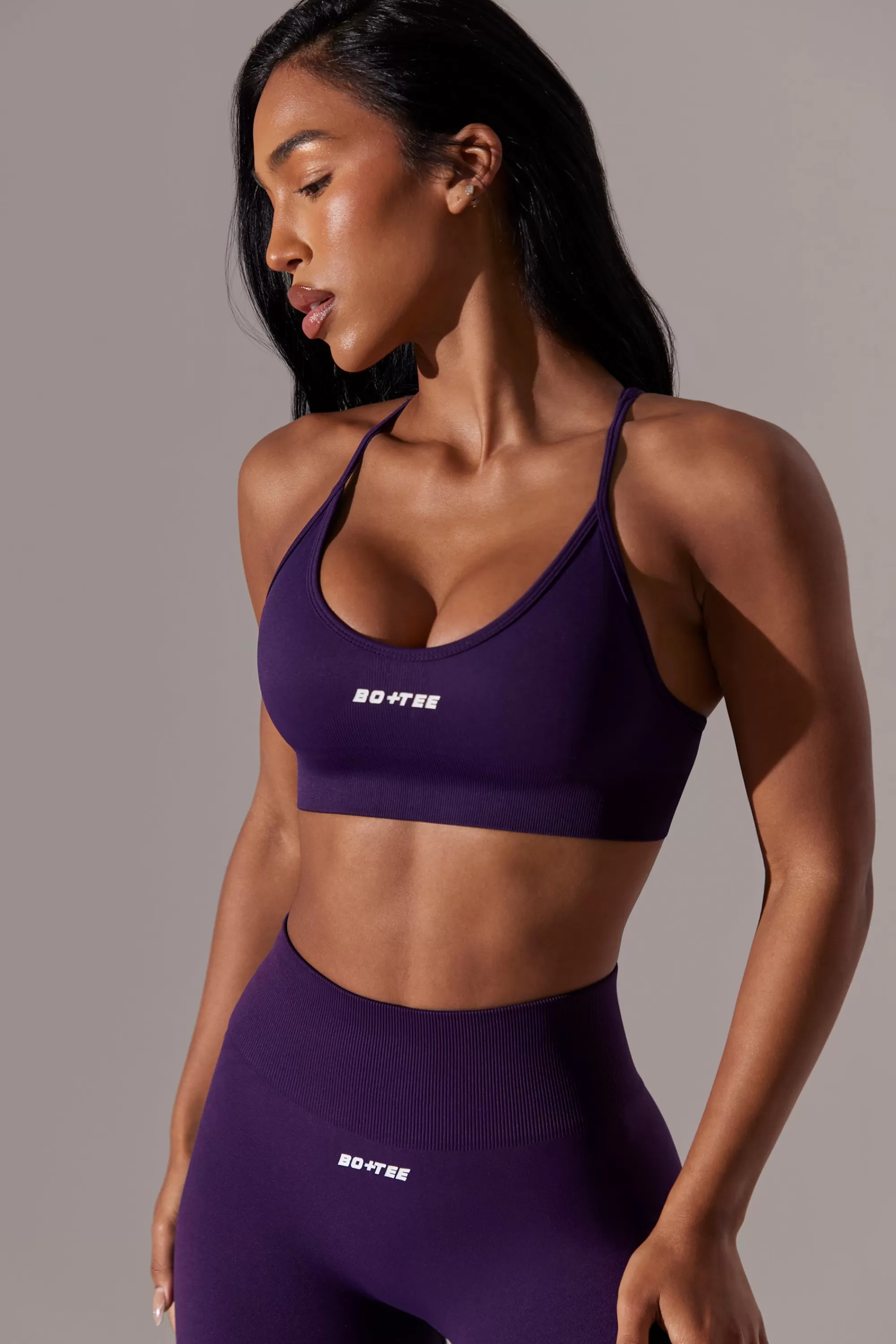 Oh Polly Scoop Neck Multi Strap Sports Bra in Purple Best Sale