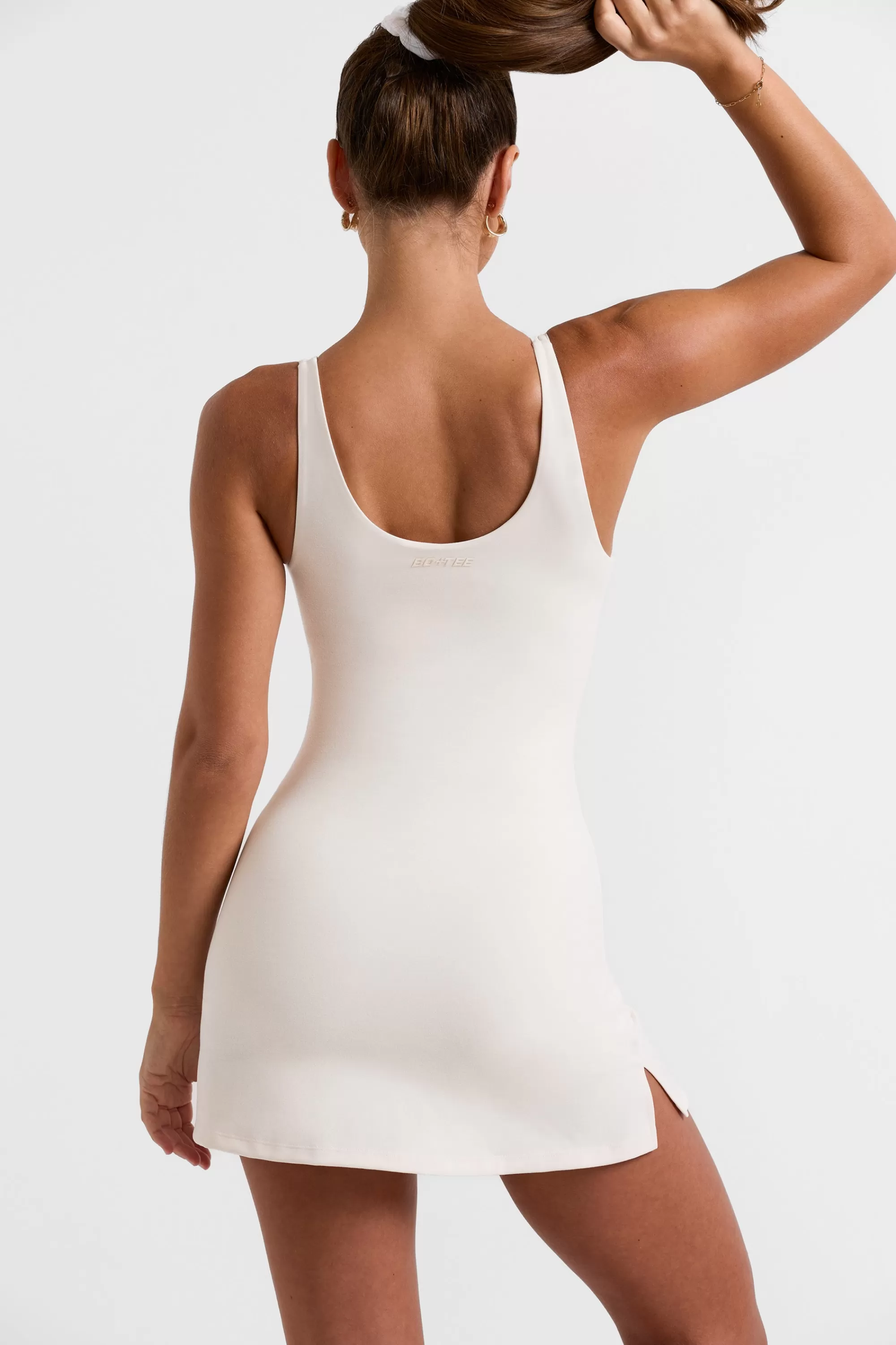 Oh Polly Scoop Neckline Tennis Dress in White Best Sale