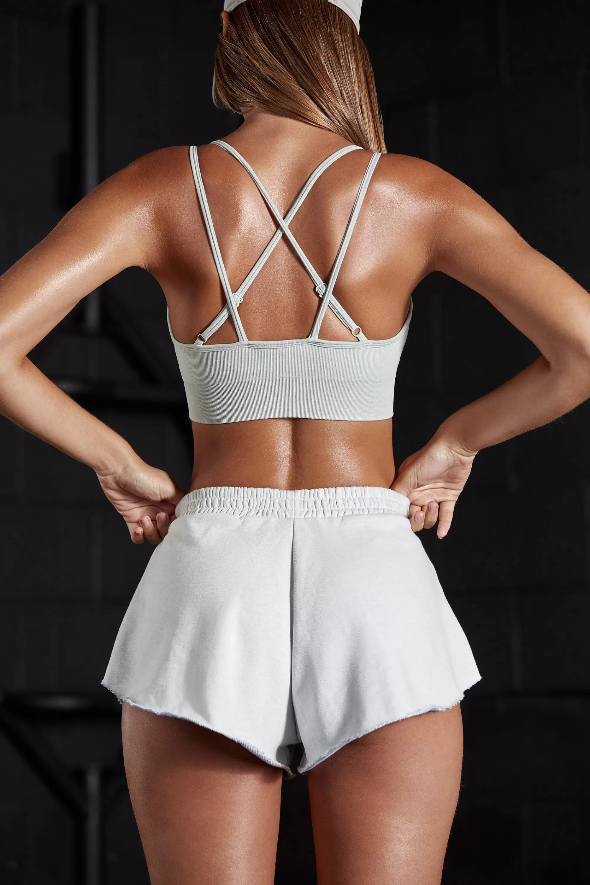 Oh Polly Seamless Strappy Sports Bra in Grey Cheap