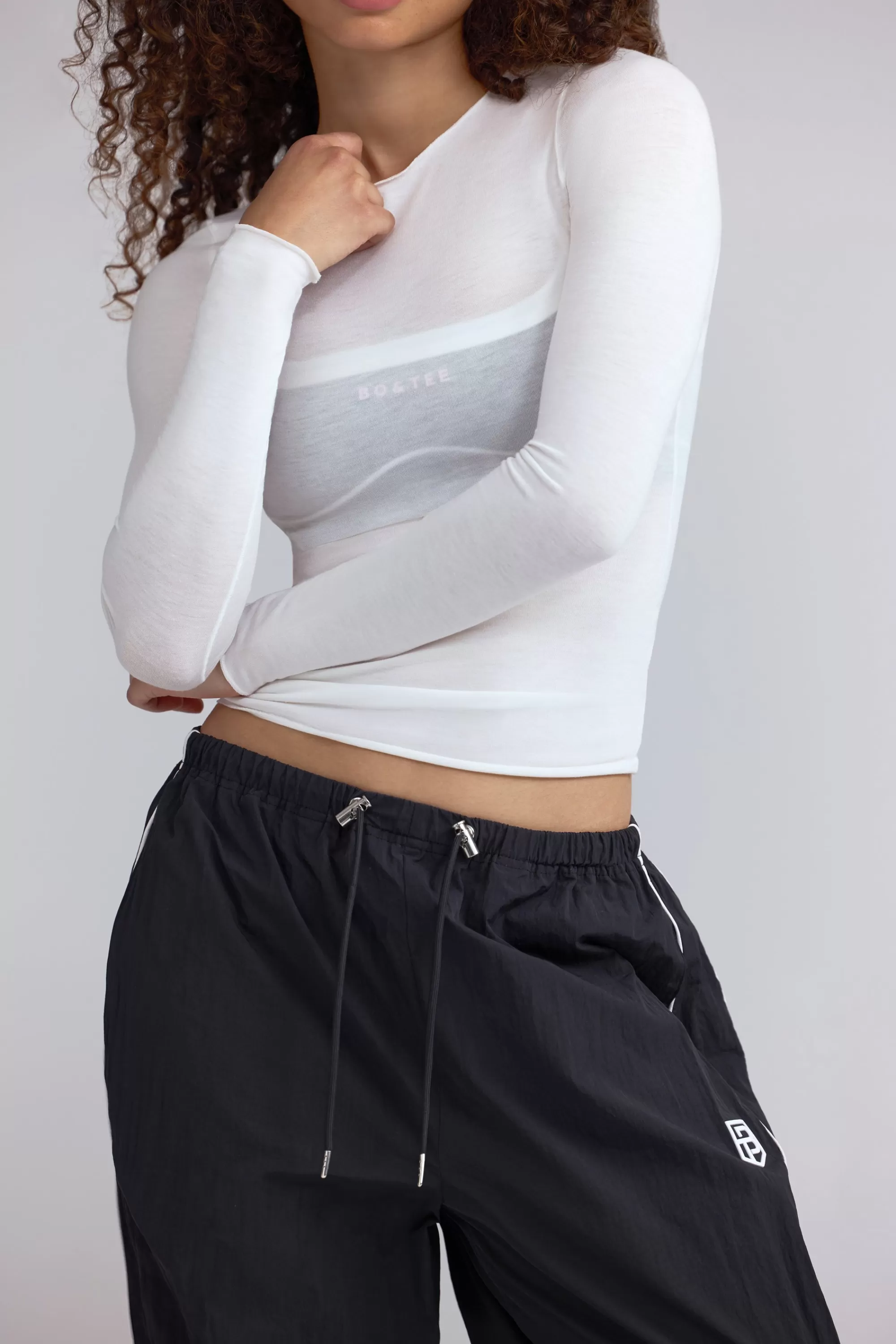 Oh Polly Sheer Long-Sleeve Top in White Best Sale