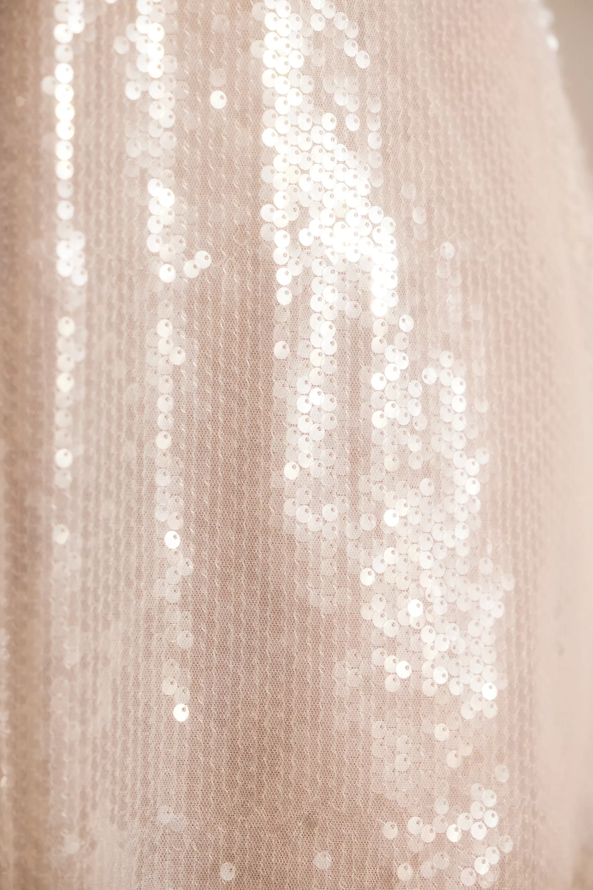 Oh Polly Sheer Sequin V-Neck Cut Out Back Evening Gown in White Best Sale