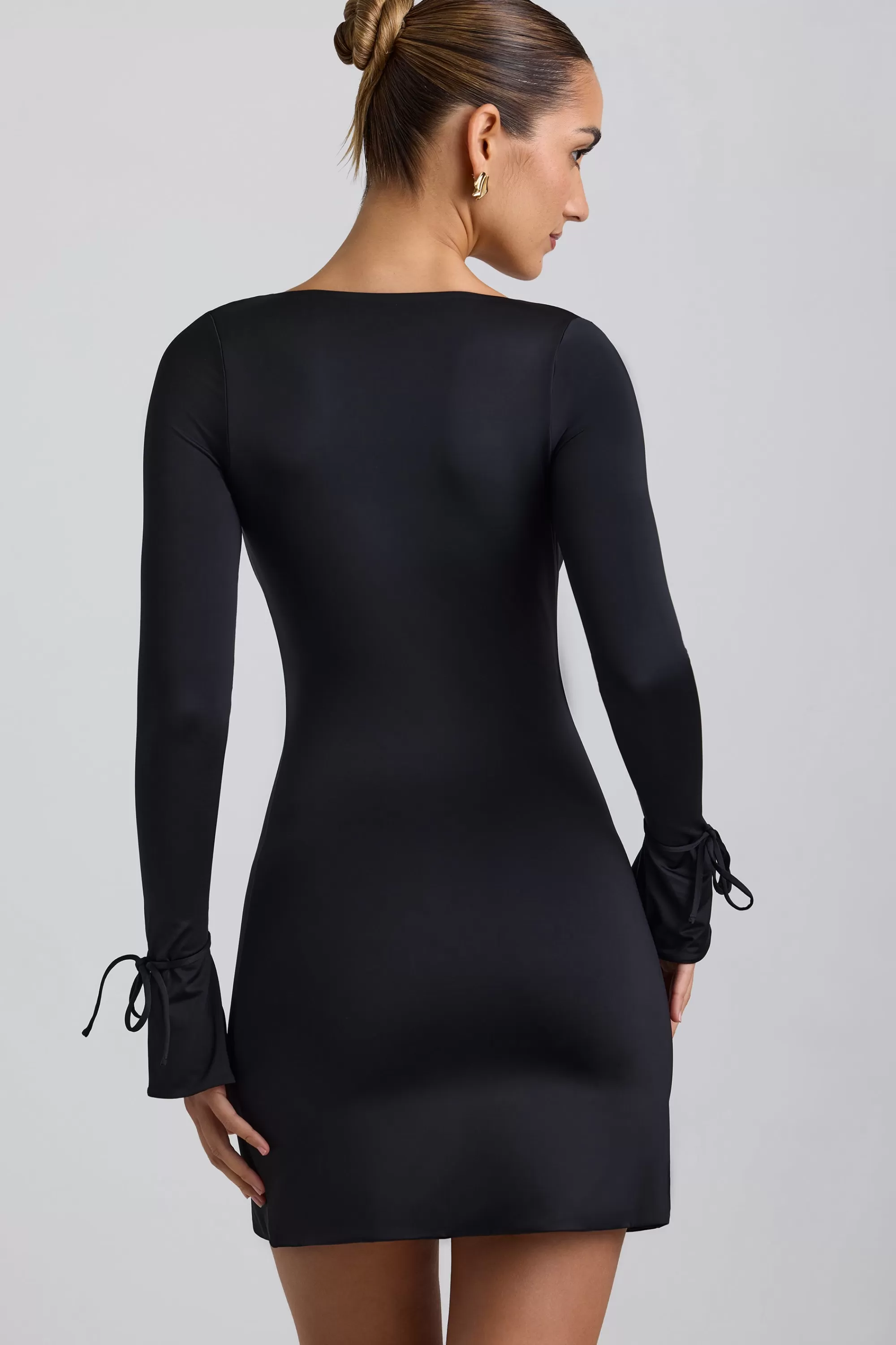 Oh Polly Slinky Jersey A-Line Mini Dress in Black Best