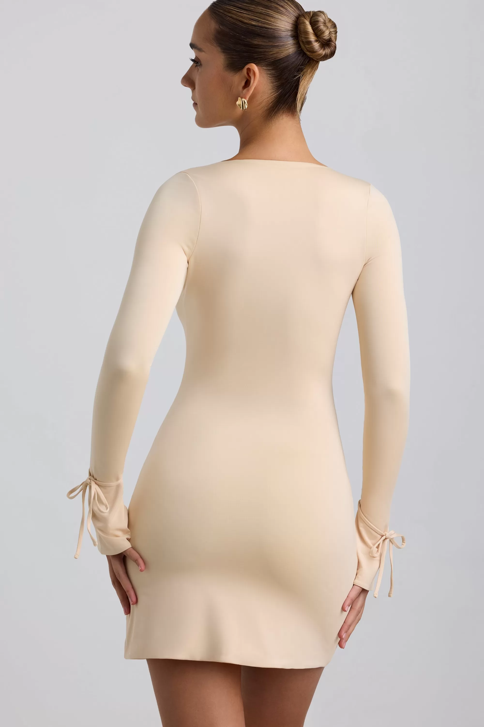 Oh Polly Slinky Jersey A-Line Mini Dress in Buttercream Outlet