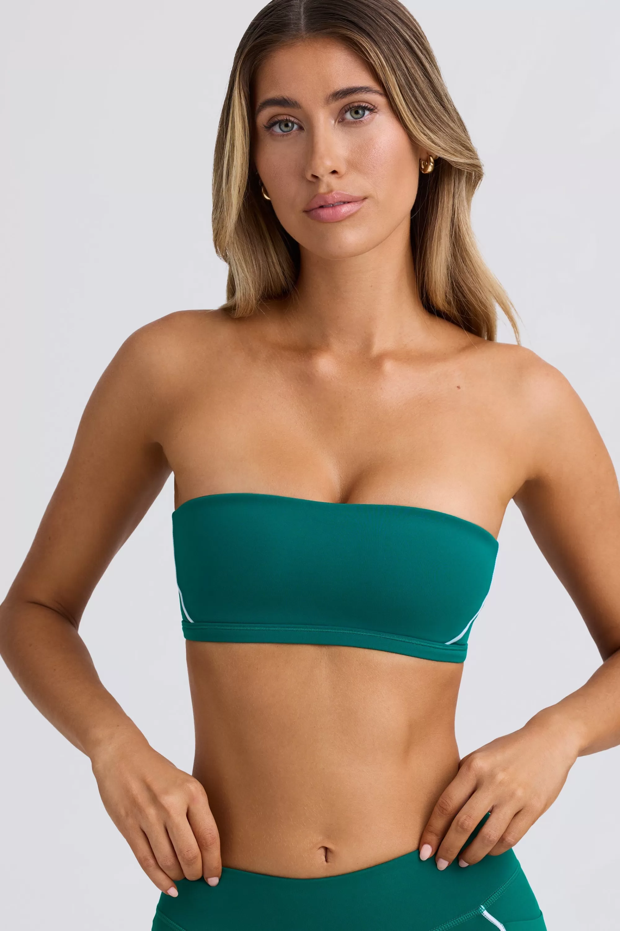 Oh Polly Soft Active Bandeau Sports Bra in Varsity Green VarsityGreen Cheap