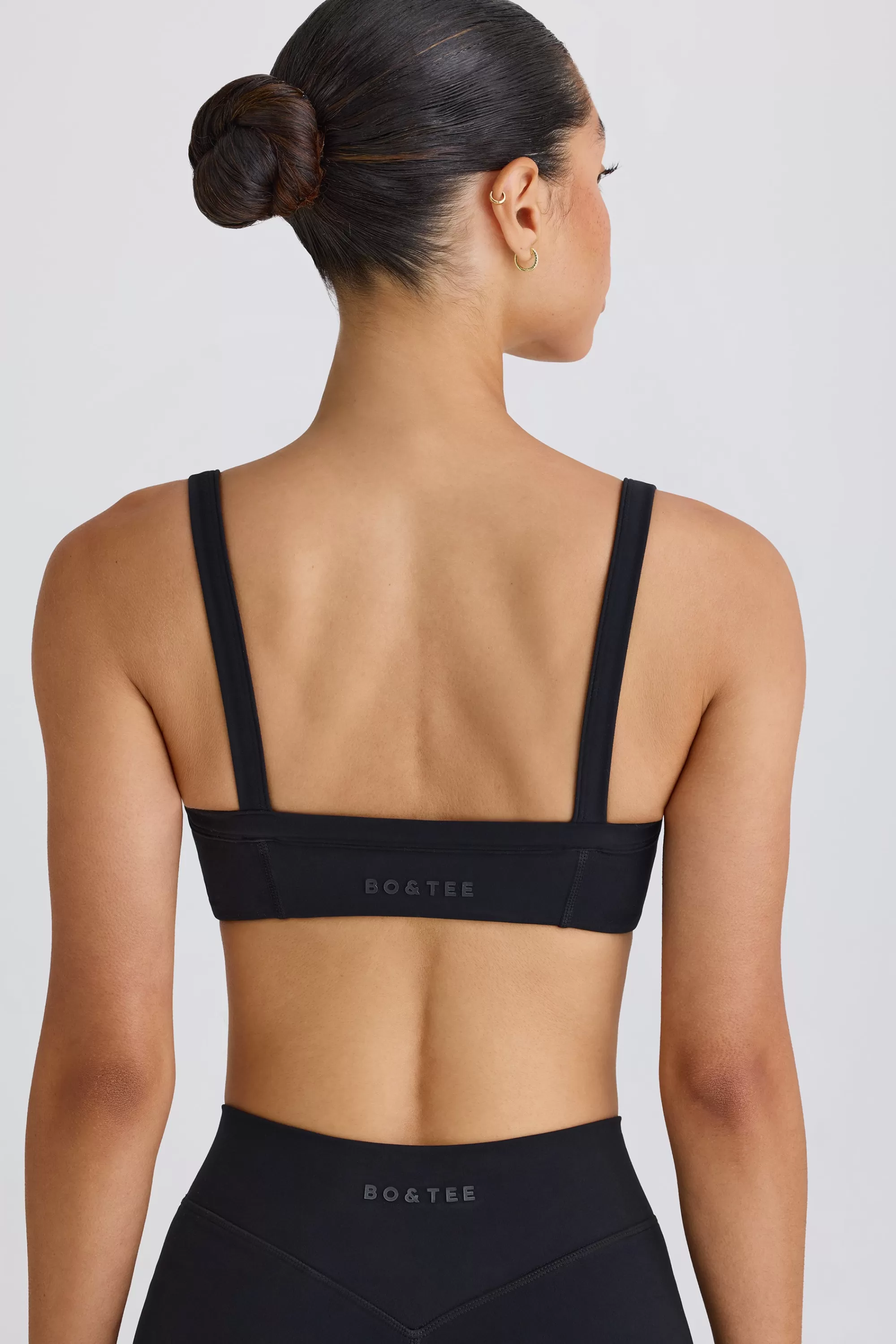 Oh Polly Soft Active Contrast-Trim Sports Bra in Black Online