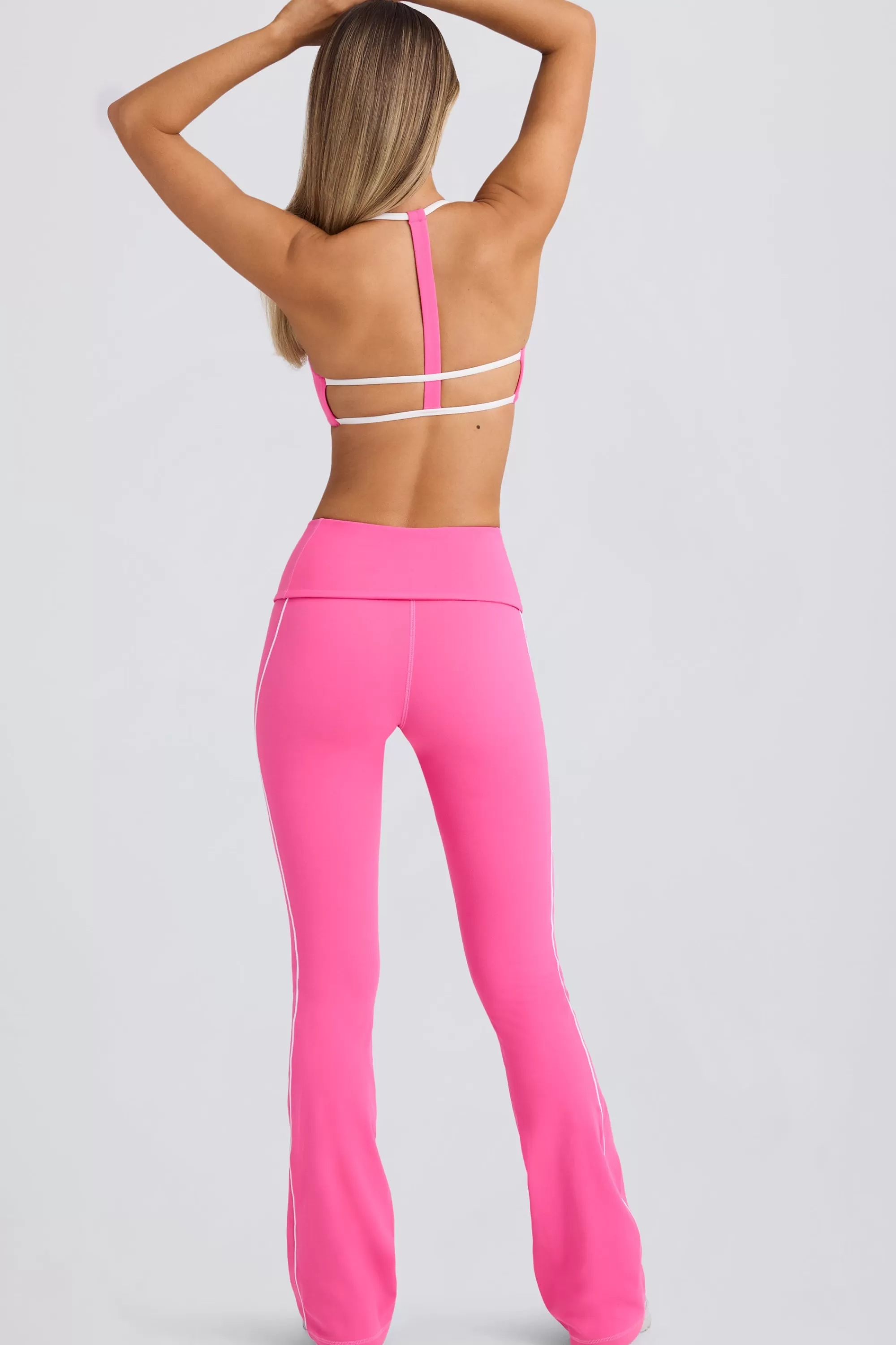 Oh Polly Soft Active Foldover Flared Trousers in Bubblegum Pink BubblegumPink Sale