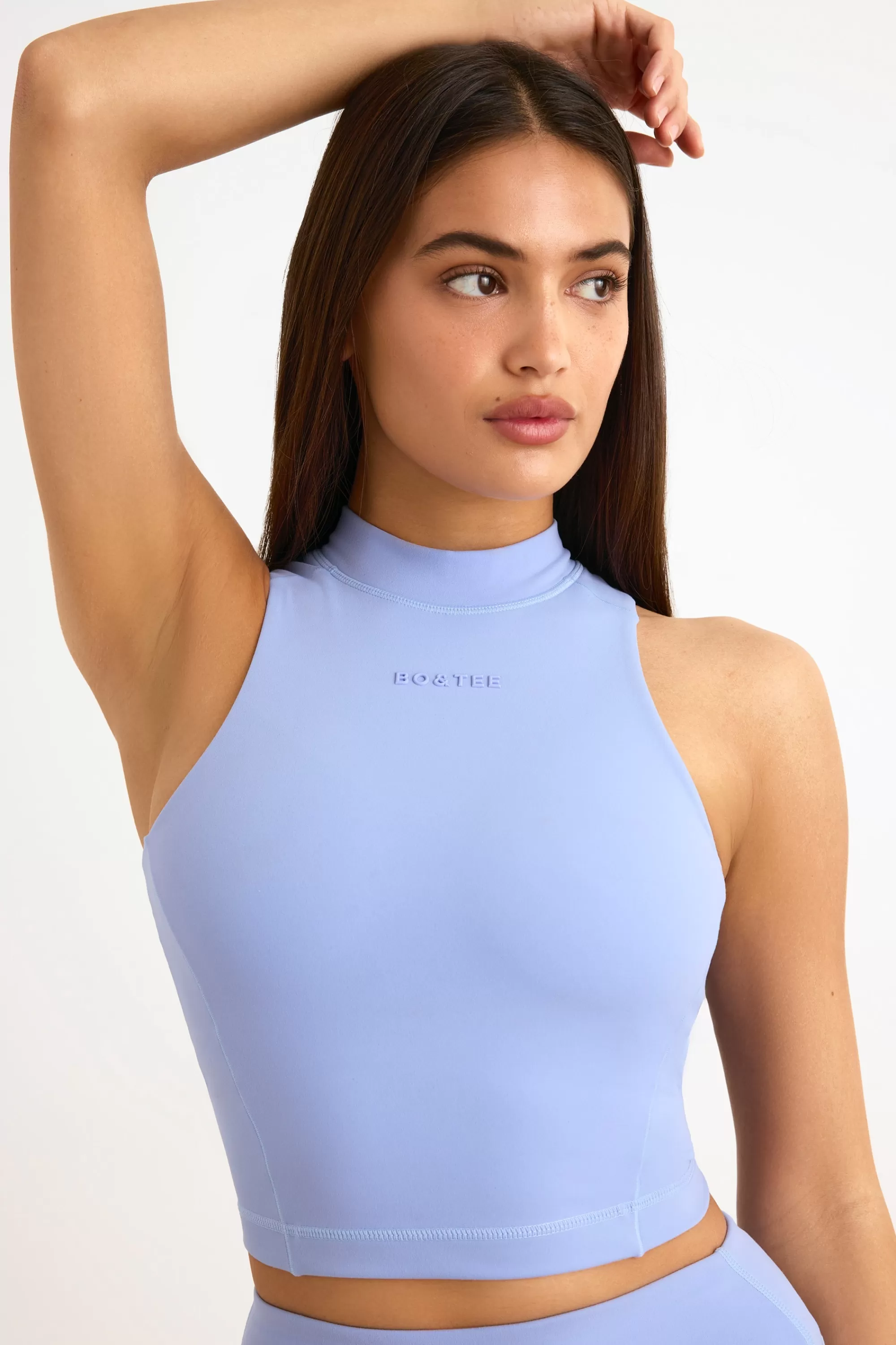 Oh Polly Soft Active High-Neck Tank Top in Lavender Blue LavenderBlue Outlet