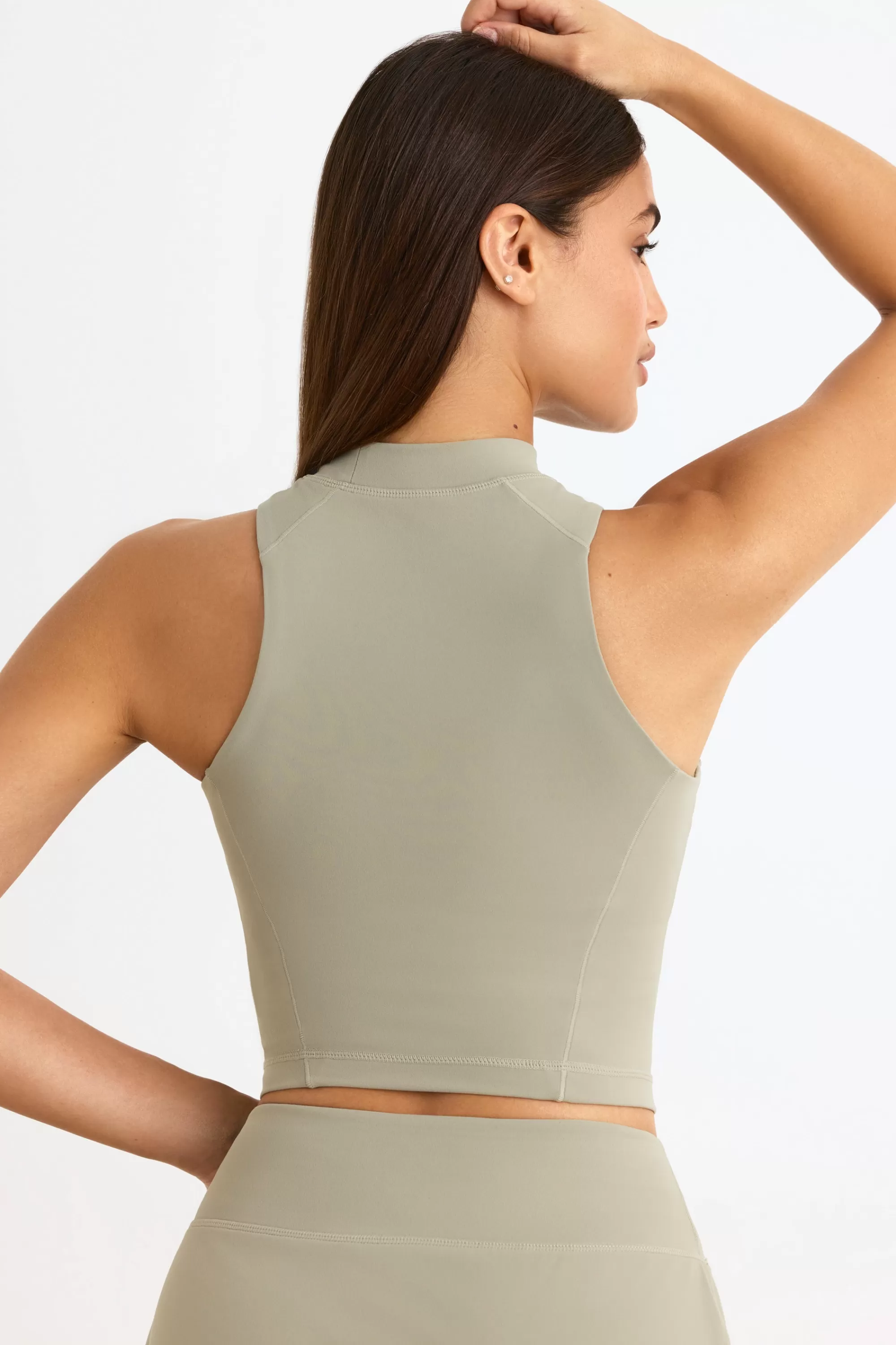 Oh Polly Soft Active High-Neck Tank Top in Mineral Best