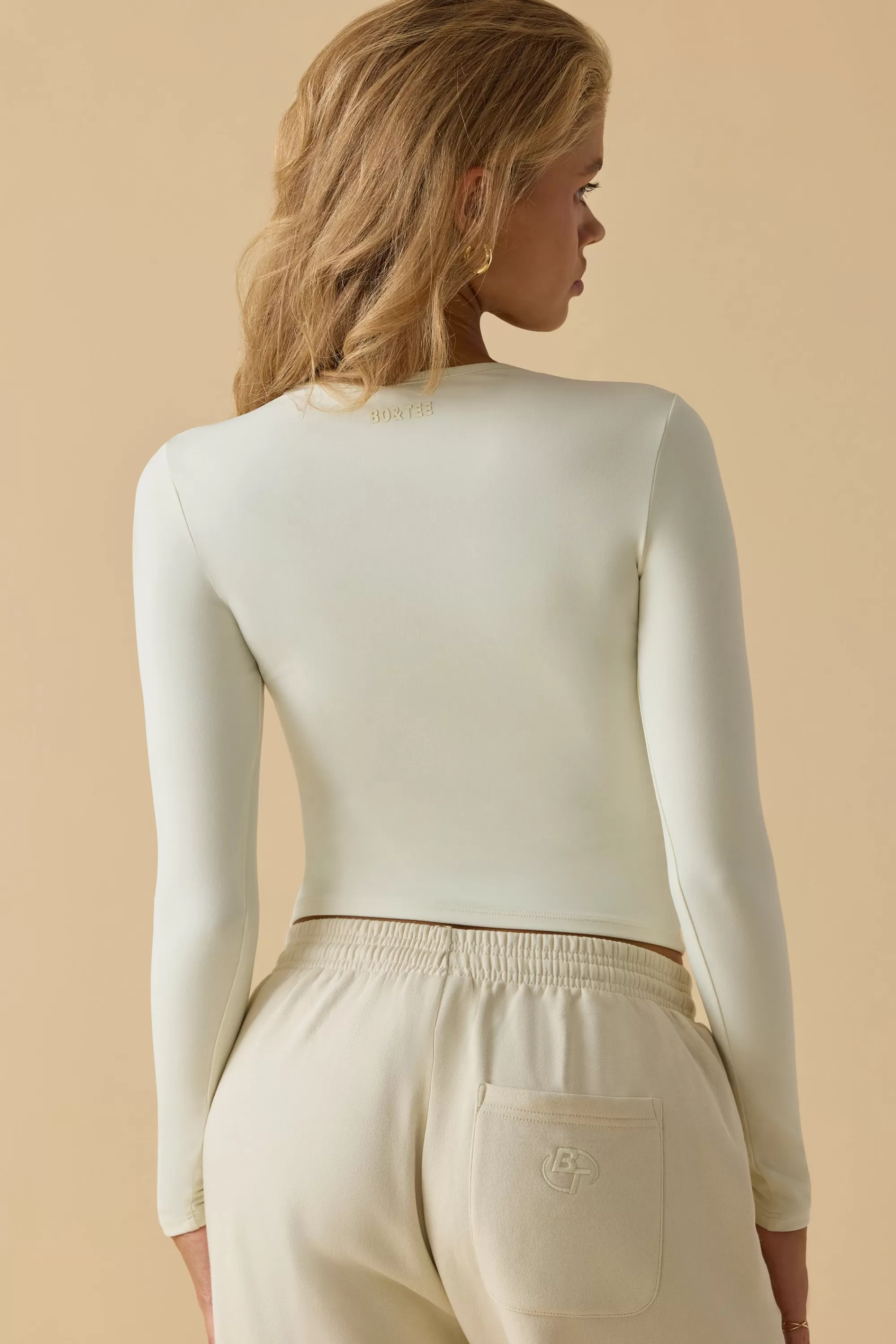 Oh Polly Soft Active Long Sleeve Top in Bone Flash Sale