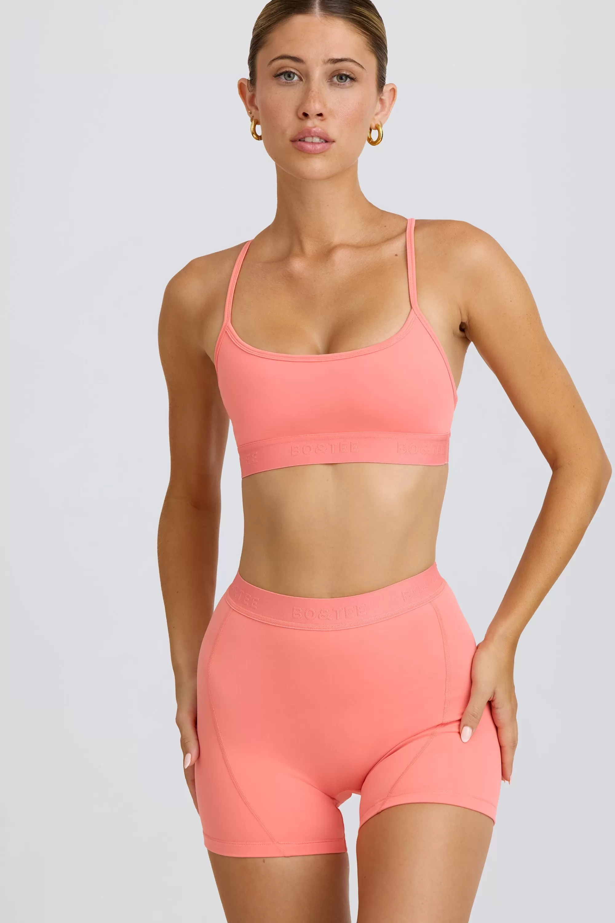 Oh Polly Soft Active Mini Shorts in Coral Best Sale