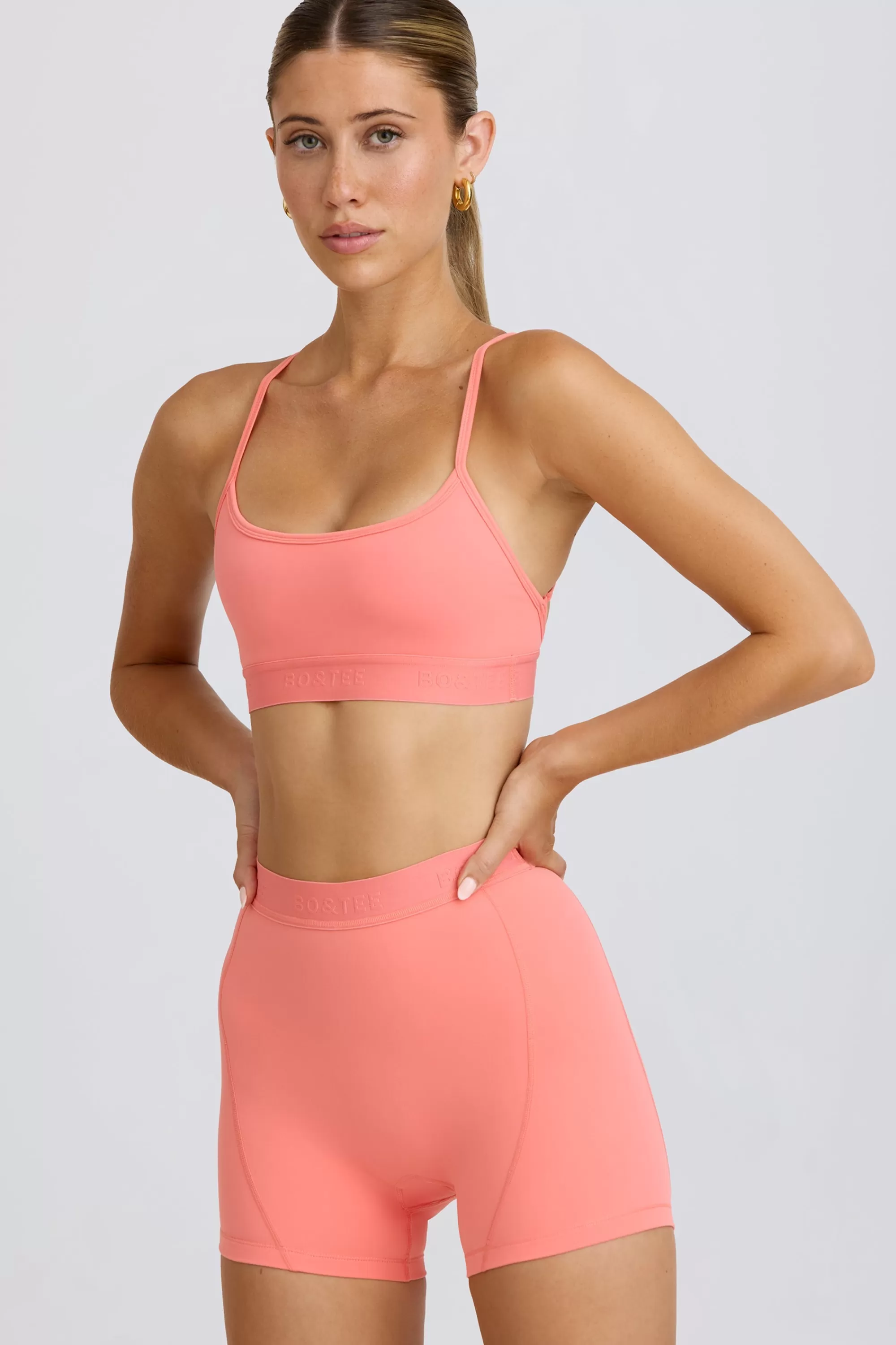 Oh Polly Soft Active Mini Shorts in Coral Best Sale