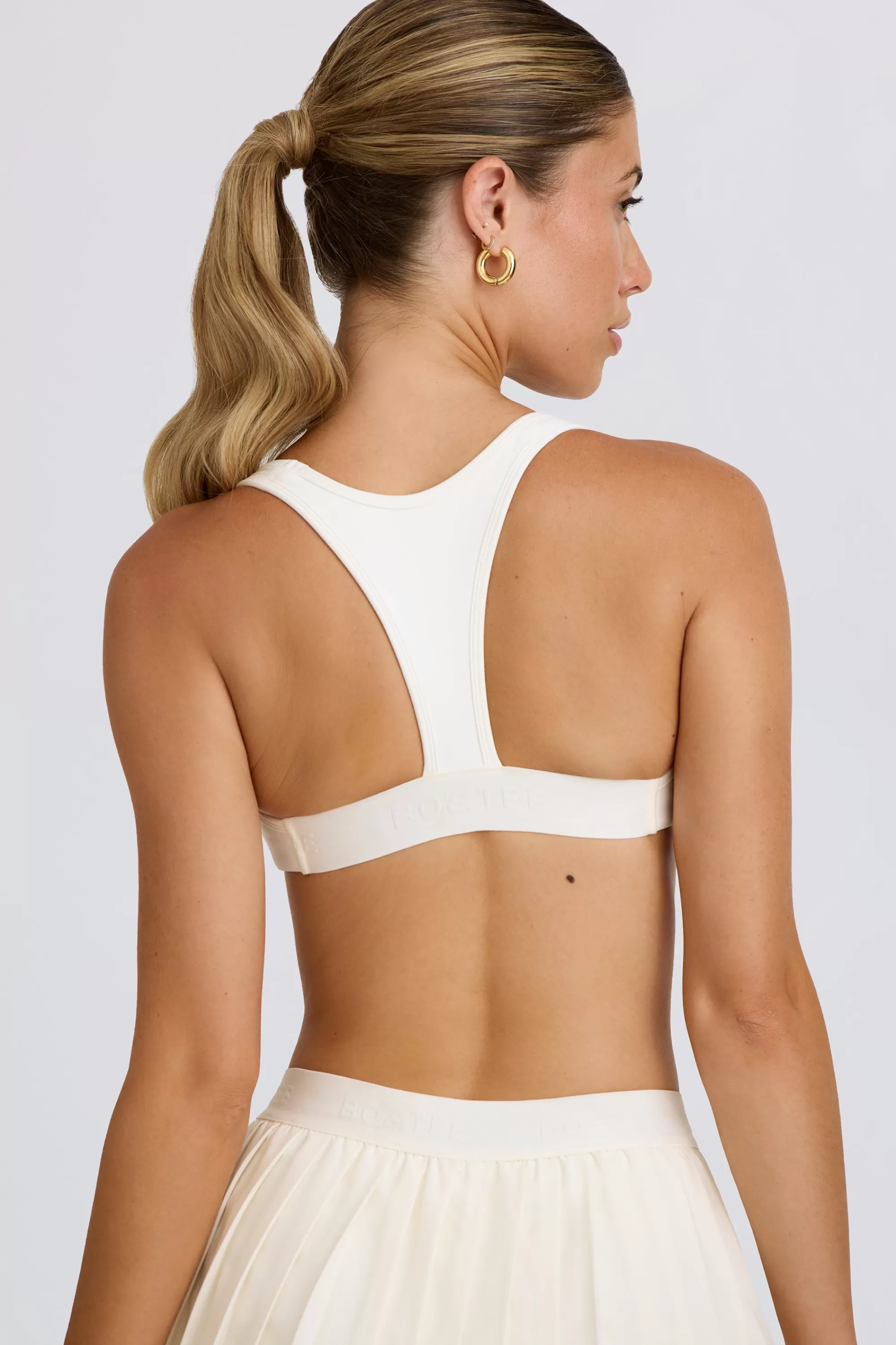 Oh Polly Soft Active Sports Bra in White Outlet