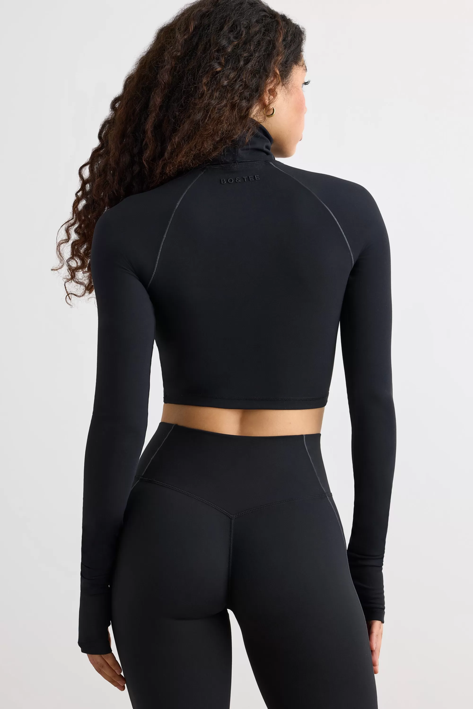 Oh Polly Soft Active Turtleneck Crop Top in Black Sale