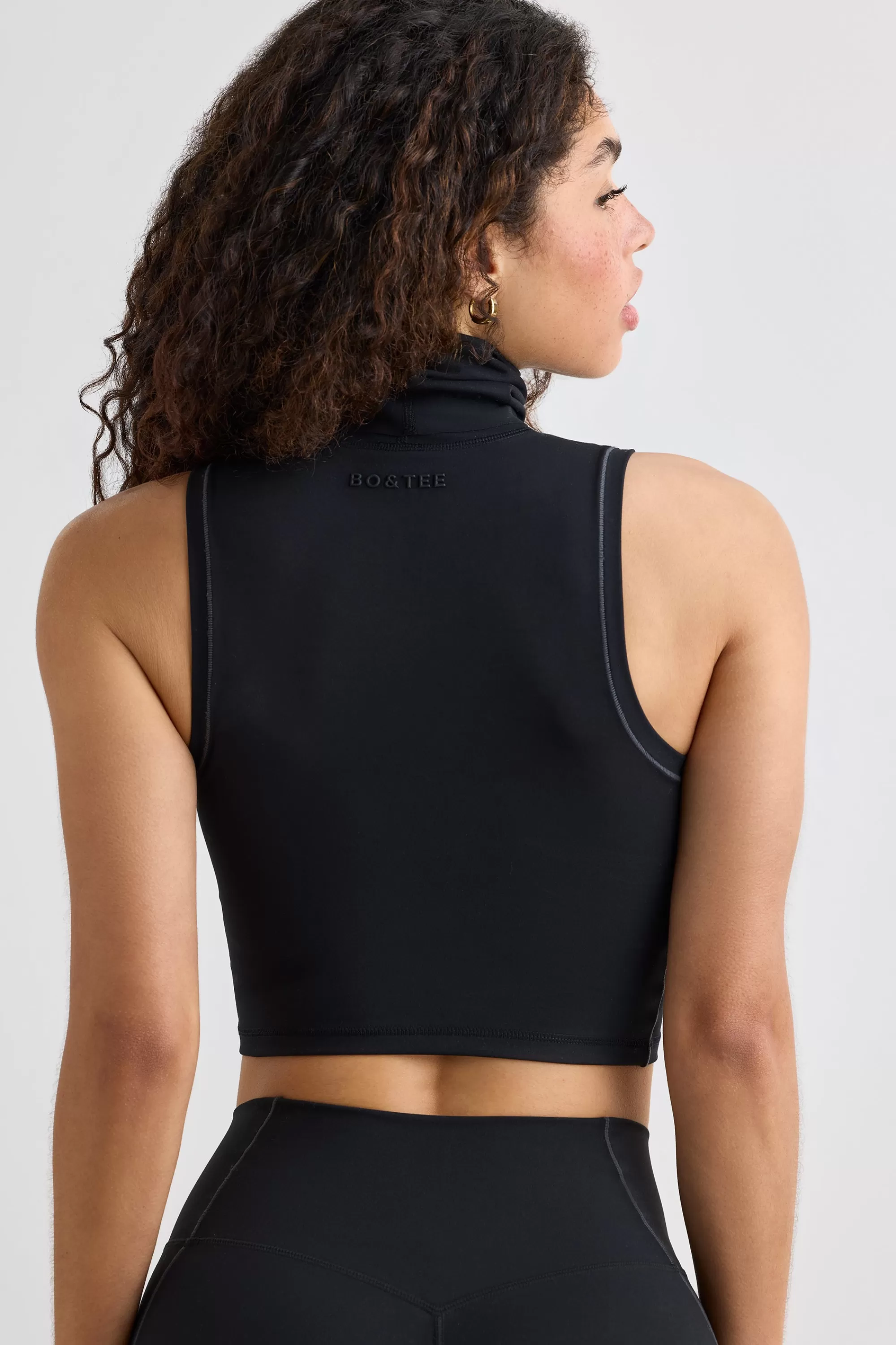 Oh Polly Soft Active Turtleneck Tank Top in Black Sale