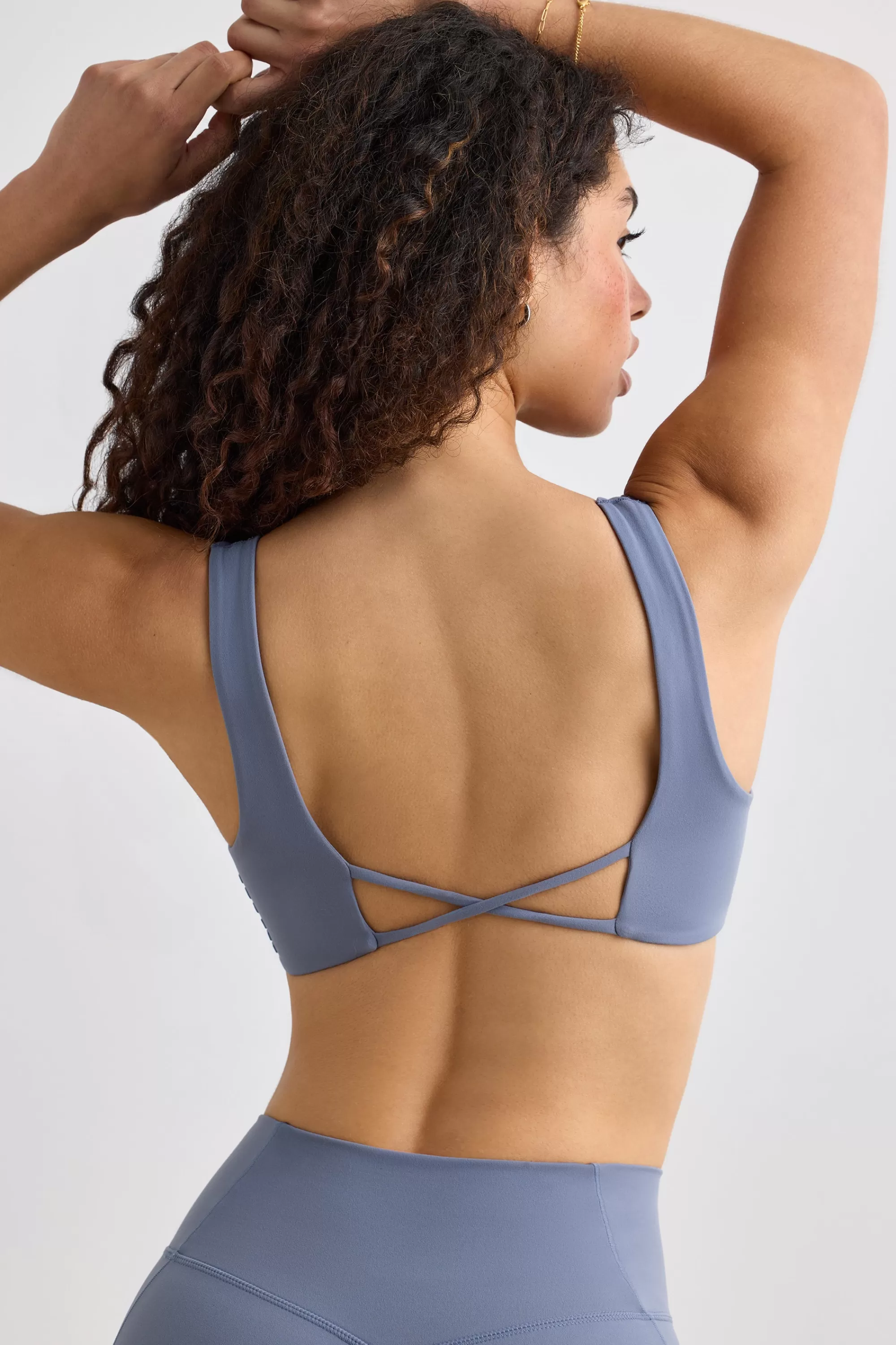 Oh Polly Soft Active V-Neck Sports Bra in Slate Grey SlateGrey Shop