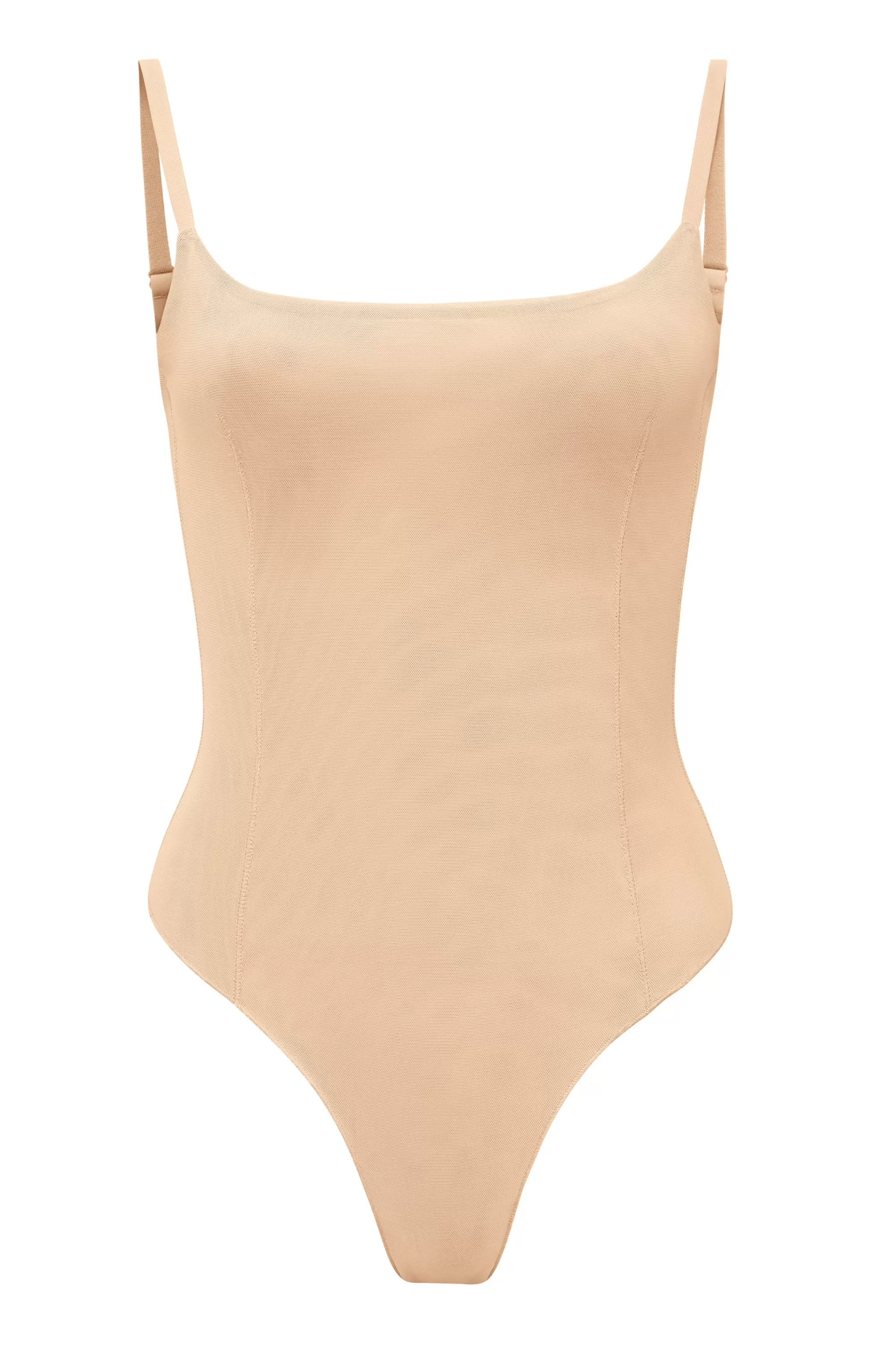 Oh Polly Soft Mesh Bodysuit in Beige Best