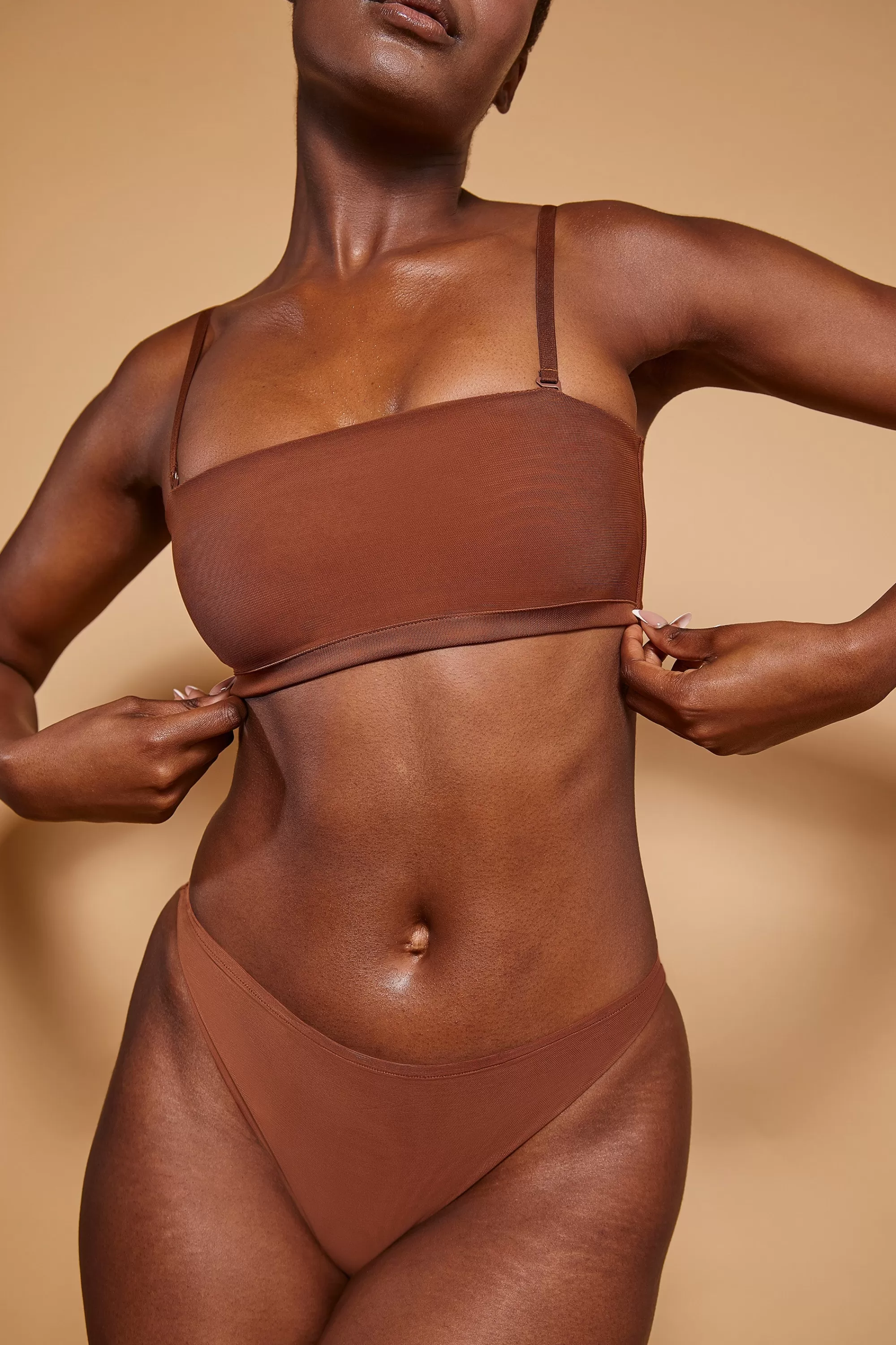 Oh Polly Soft Mesh Brief in Chestnut Best