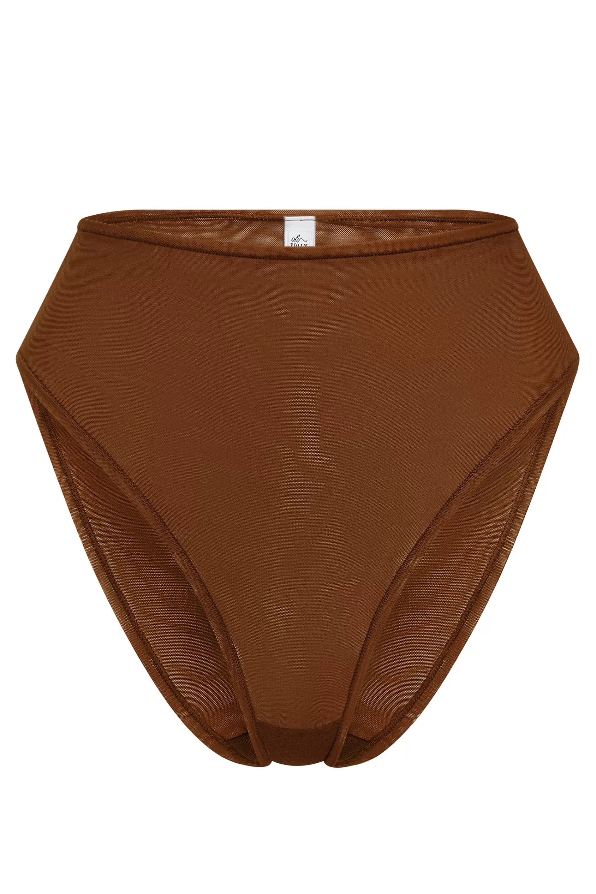 Oh Polly Soft Mesh High Waisted Knicker in Chestnut Hot