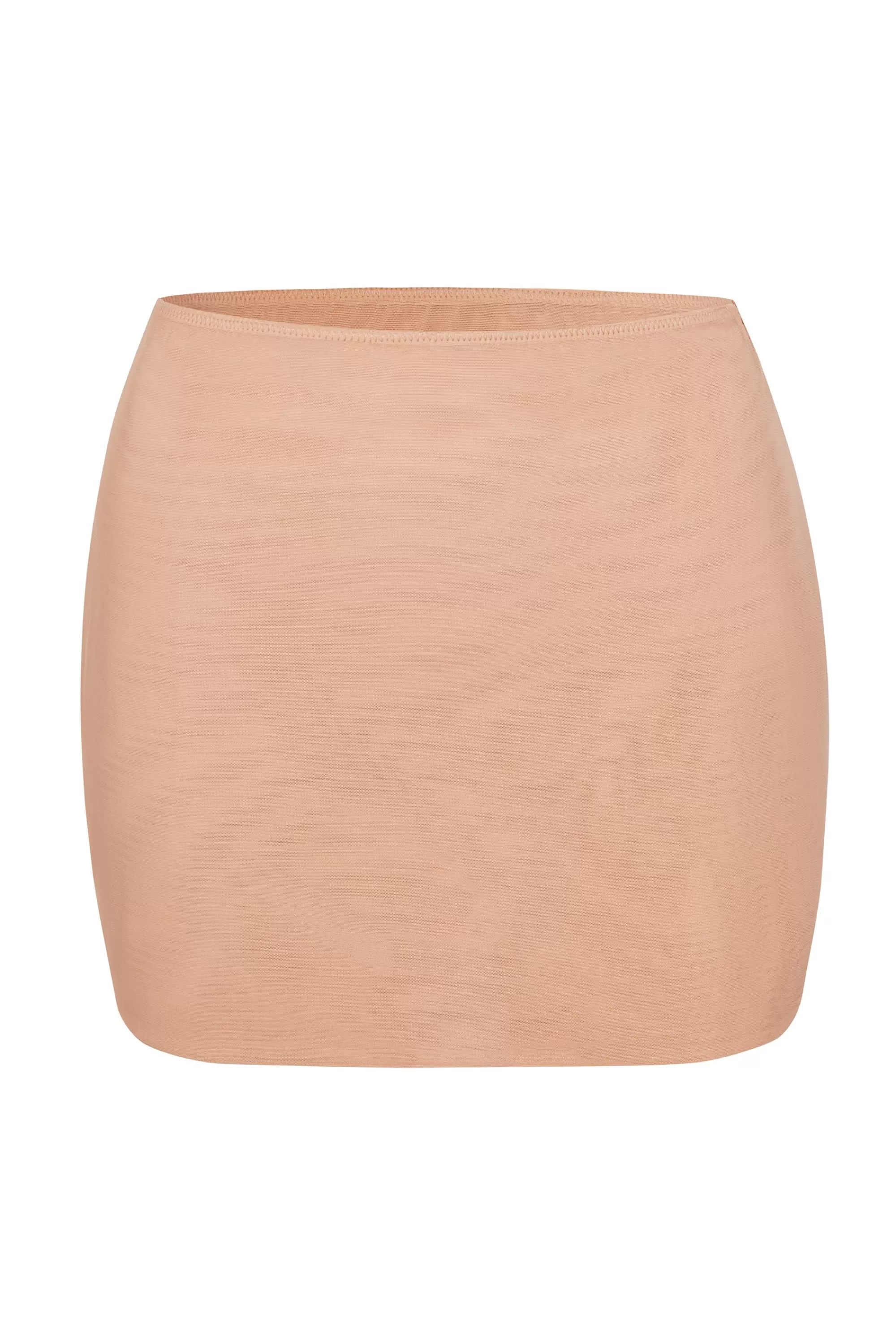 Oh Polly Soft Mesh Low-Rise Micro Mini Slip Skirt in Warm Peach WarmPeach Discount