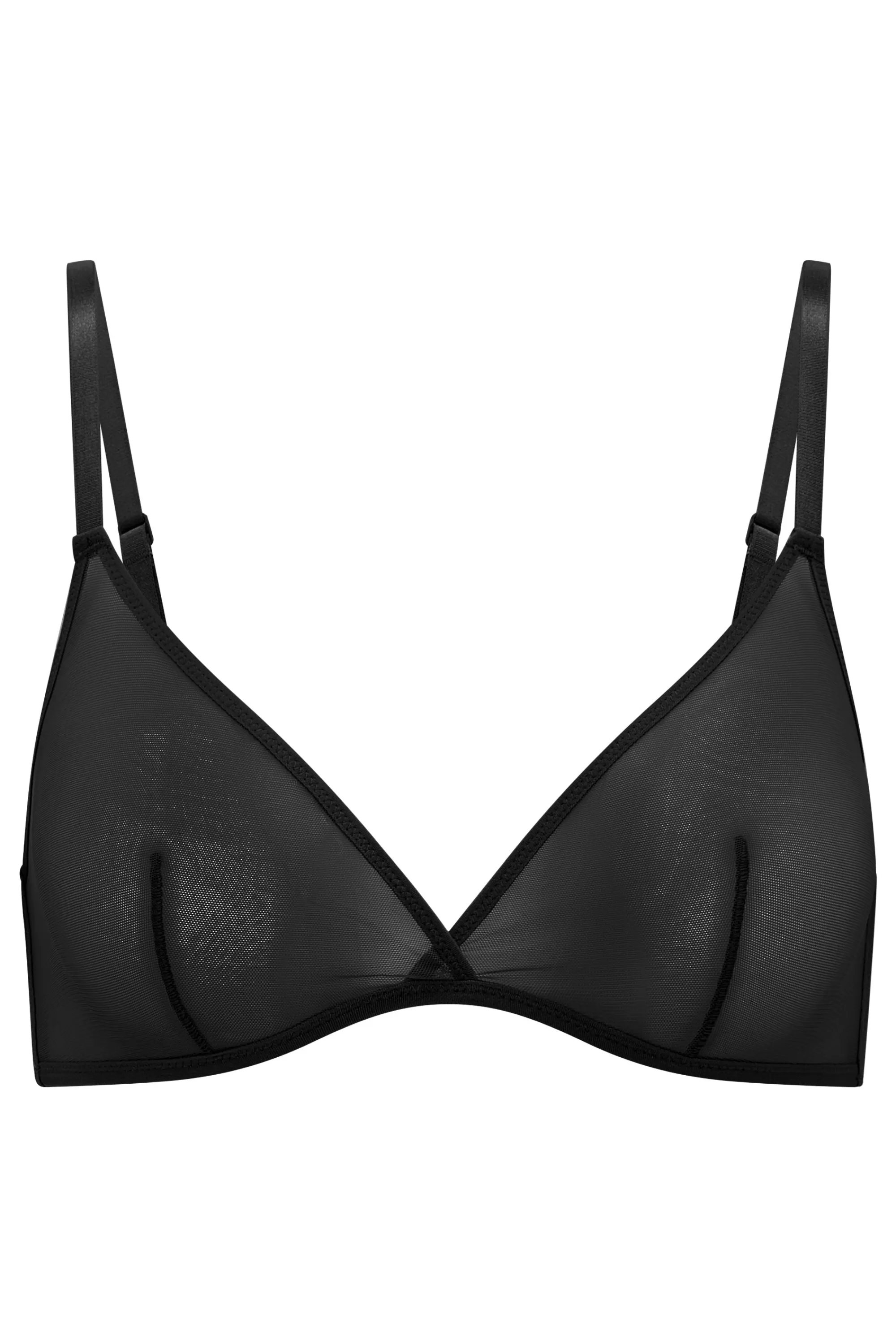 Oh Polly Soft Mesh Single Layer Triangle Bra in Black Online