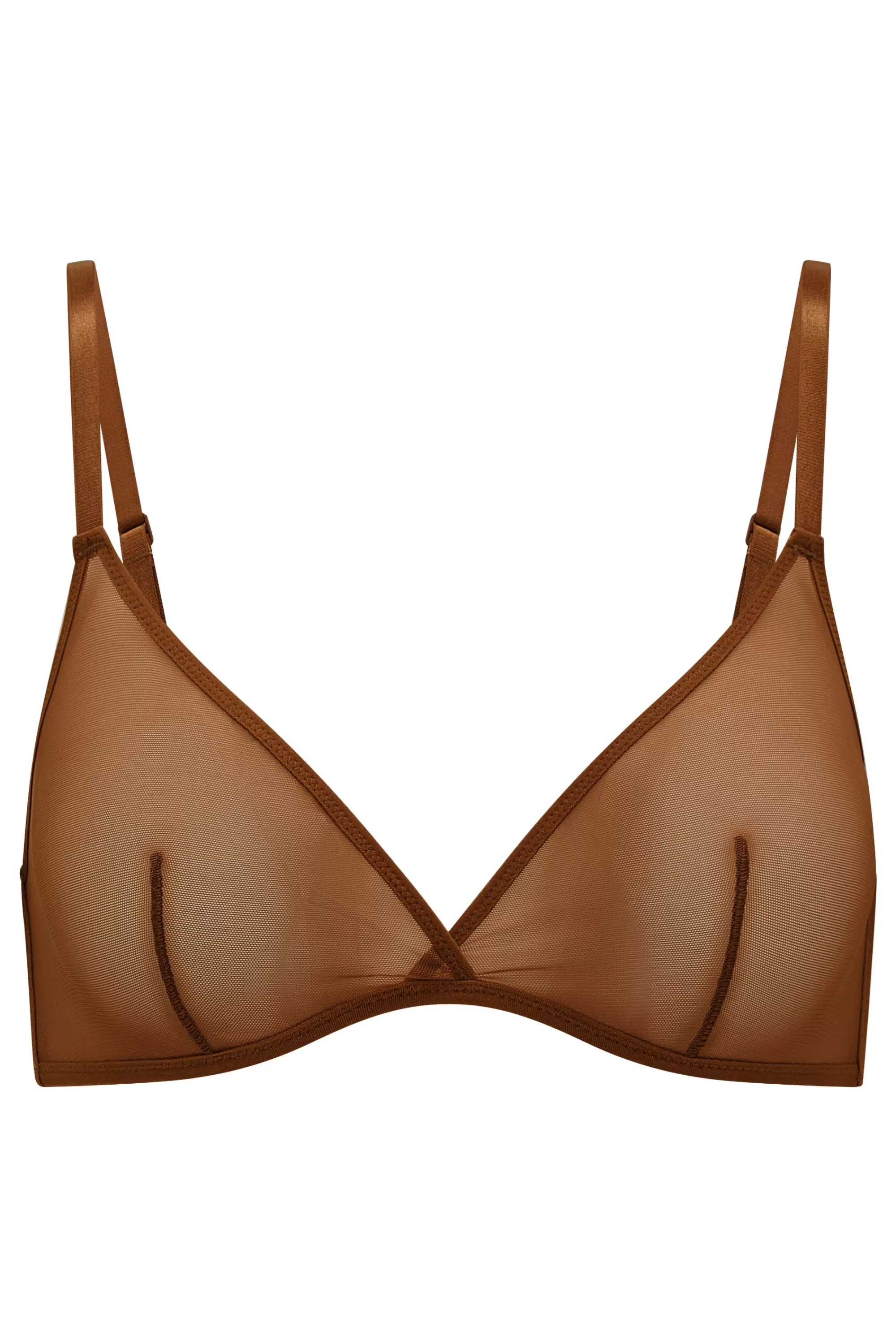 Oh Polly Soft Mesh Single Layer Triangle Bra in Chestnut Sale