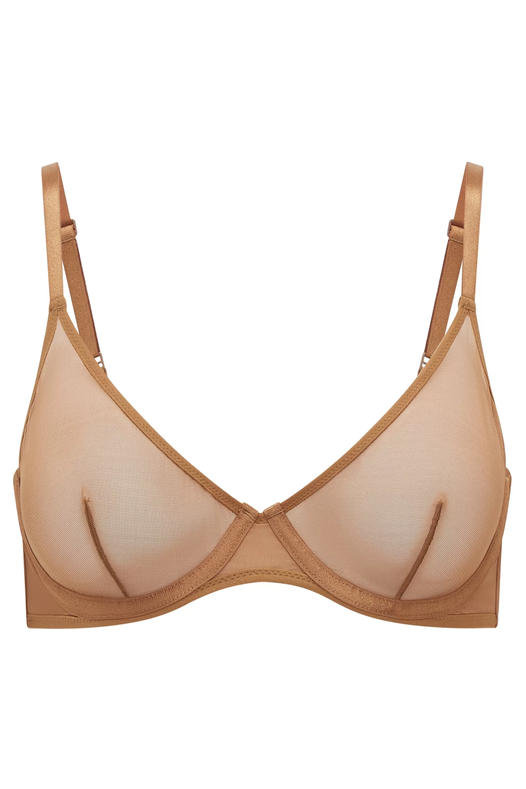 Oh Polly Soft Mesh Single Layer Underwired Bra in Almond Hot