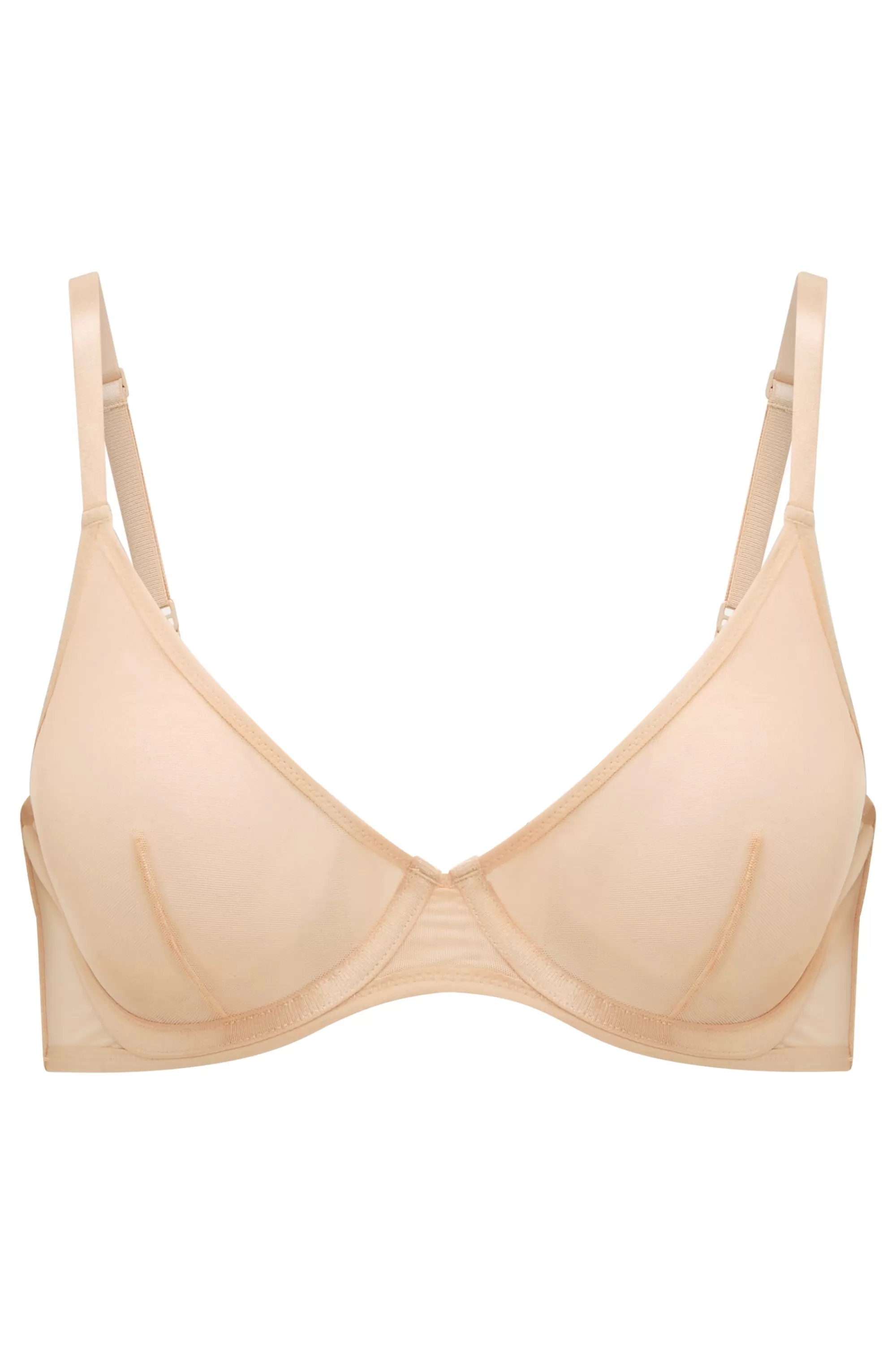 Oh Polly Soft Mesh Single Layer Underwired Bra in Beige Discount