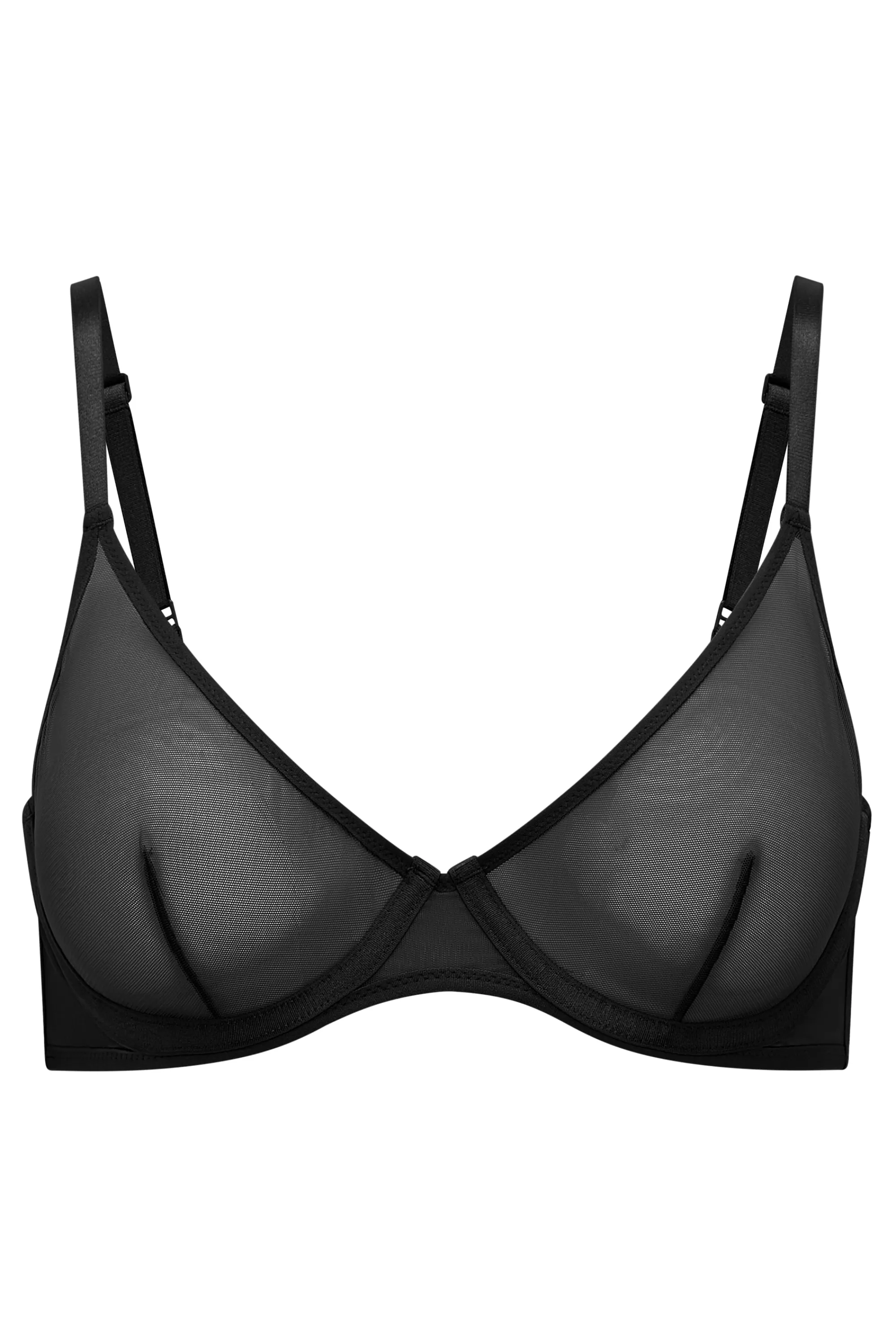 Oh Polly Soft Mesh Single Layer Underwired Bra in Black Outlet