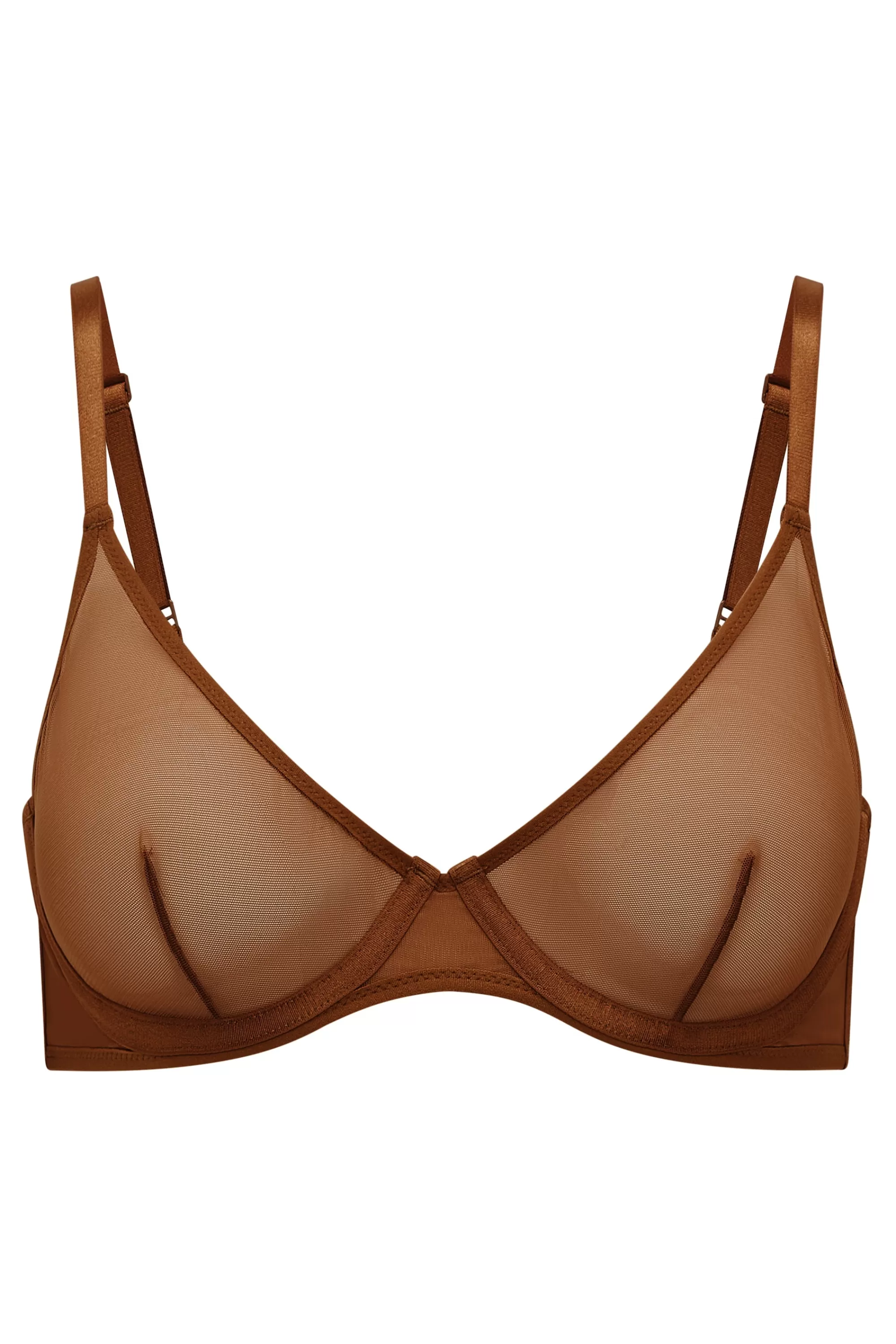 Oh Polly Soft Mesh Single Layer Underwired Bra in Chestnut Store