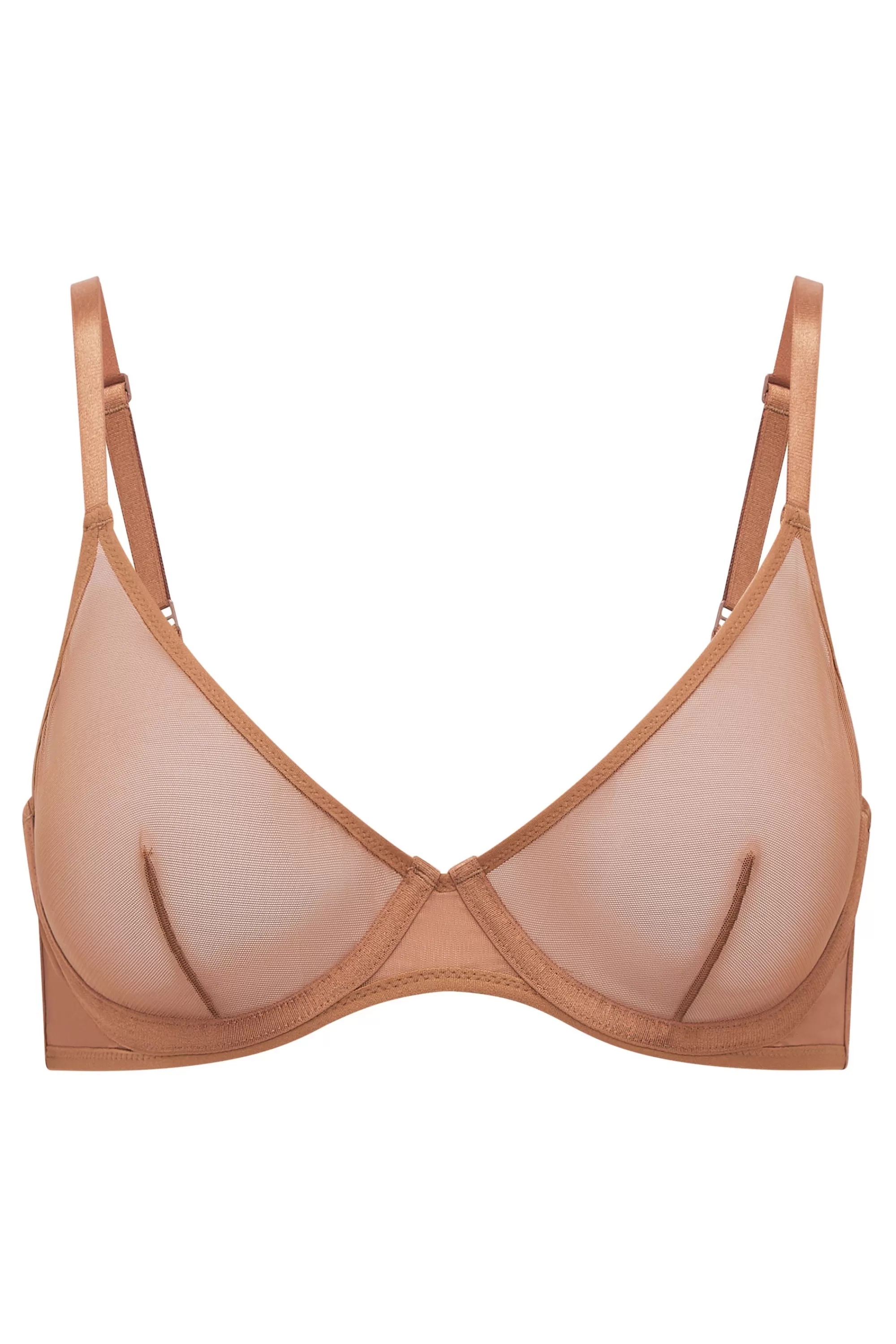 Oh Polly Soft Mesh Single Layer Underwired Bra in Honey Clearance