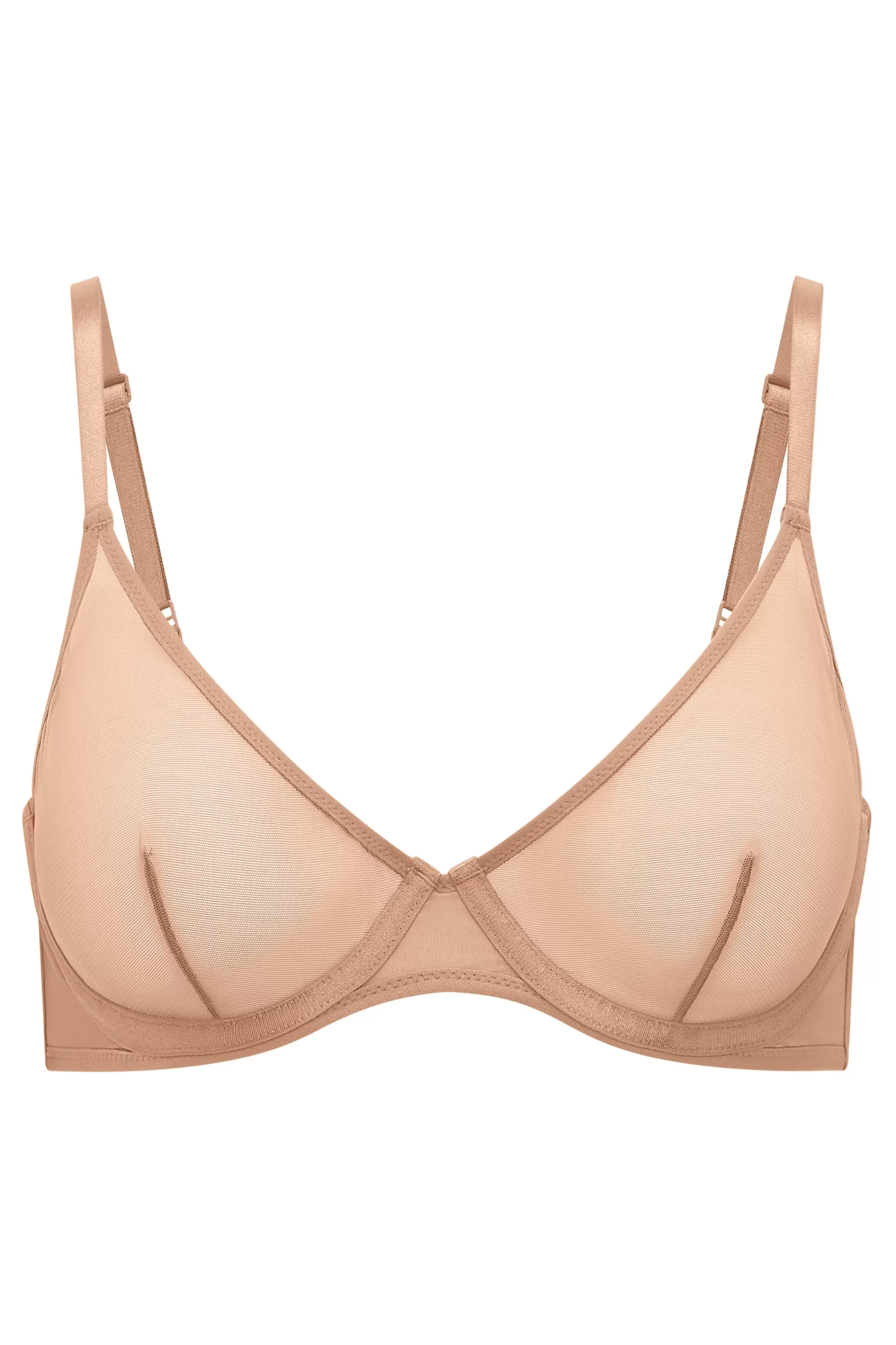 Oh Polly Soft Mesh Single Layer Underwired Bra in Warm Peach WarmPeach New