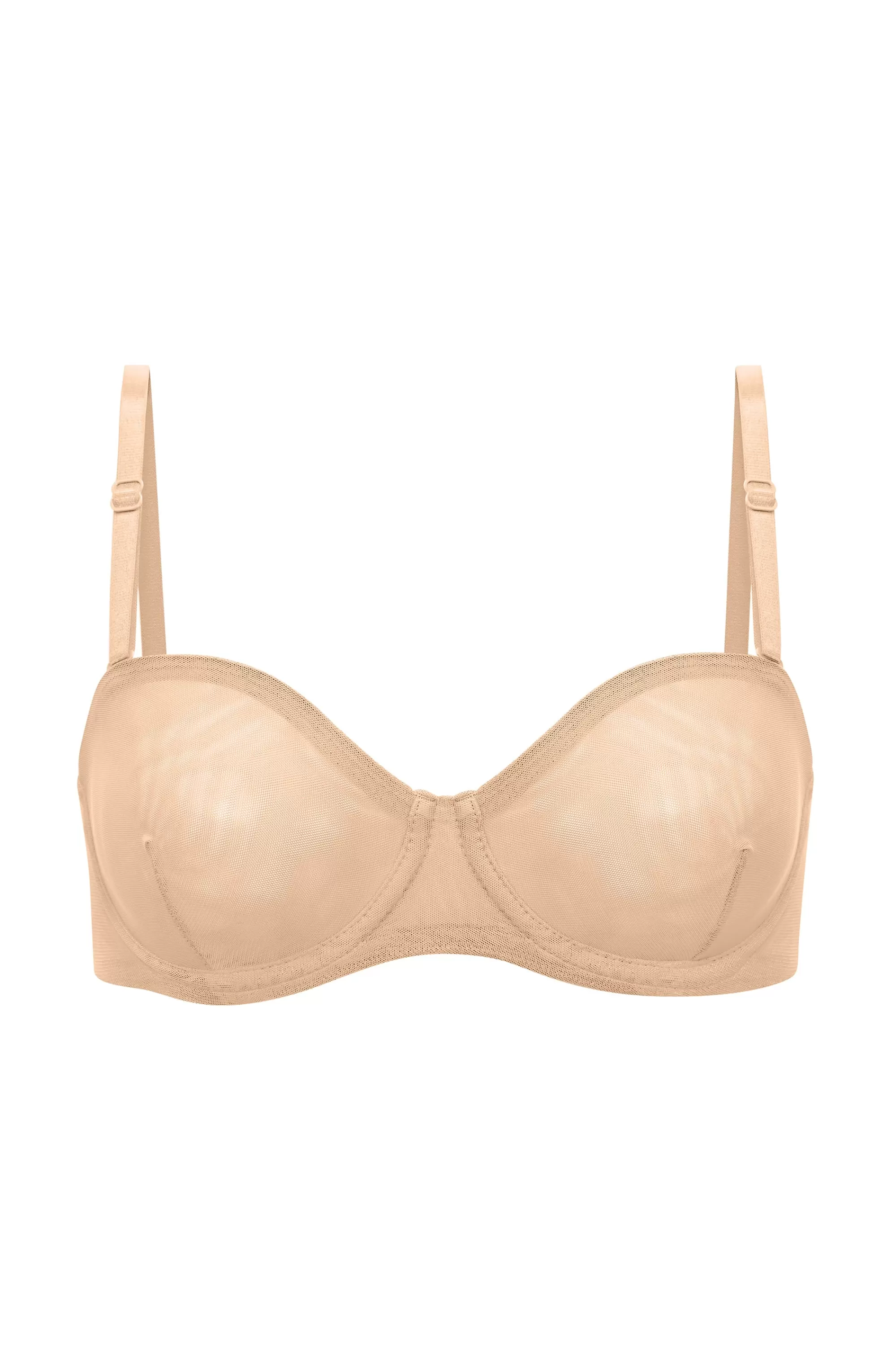 Oh Polly Soft Mesh Strapless Bra in Beige Online