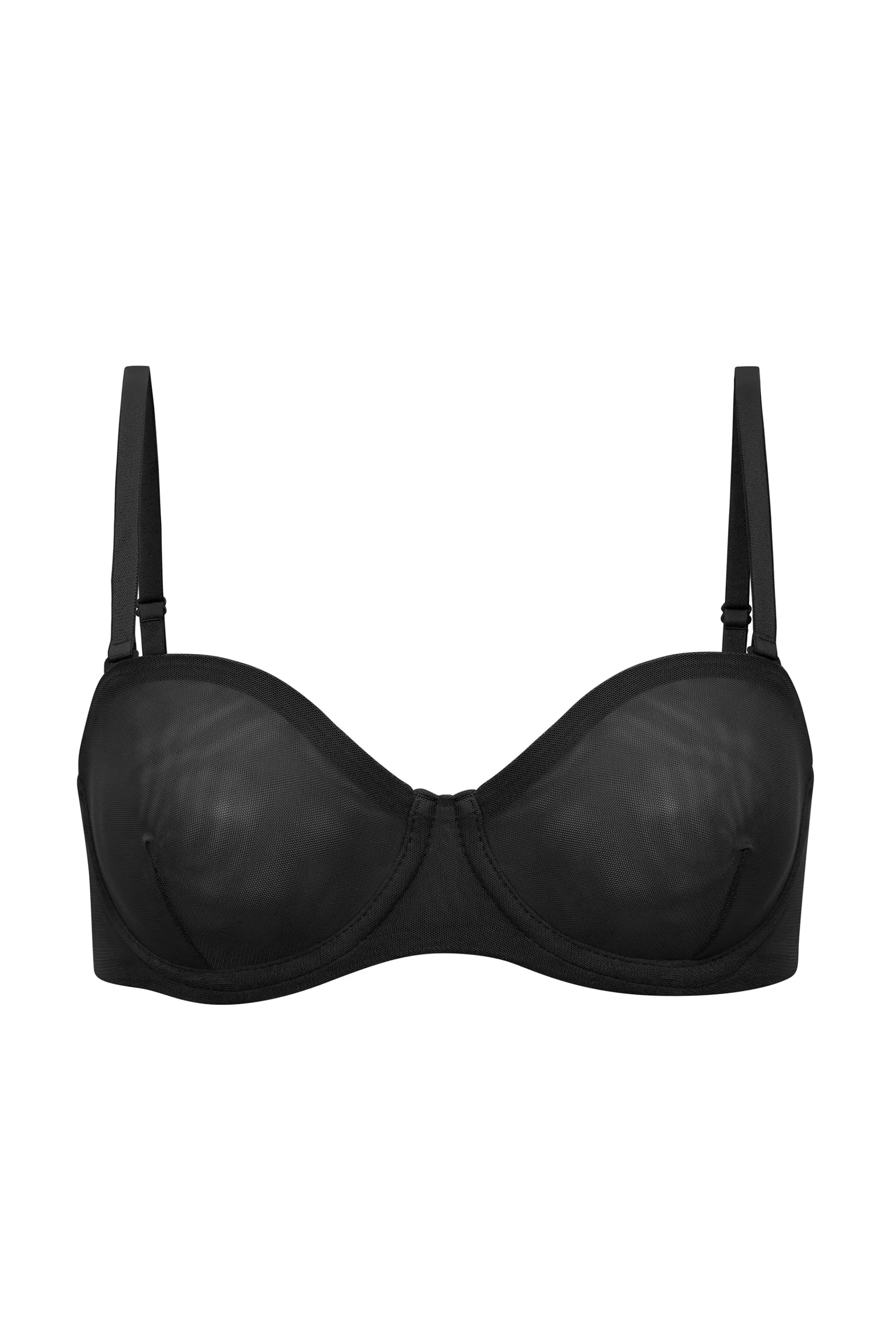 Oh Polly Soft Mesh Strapless Bra in Black Best