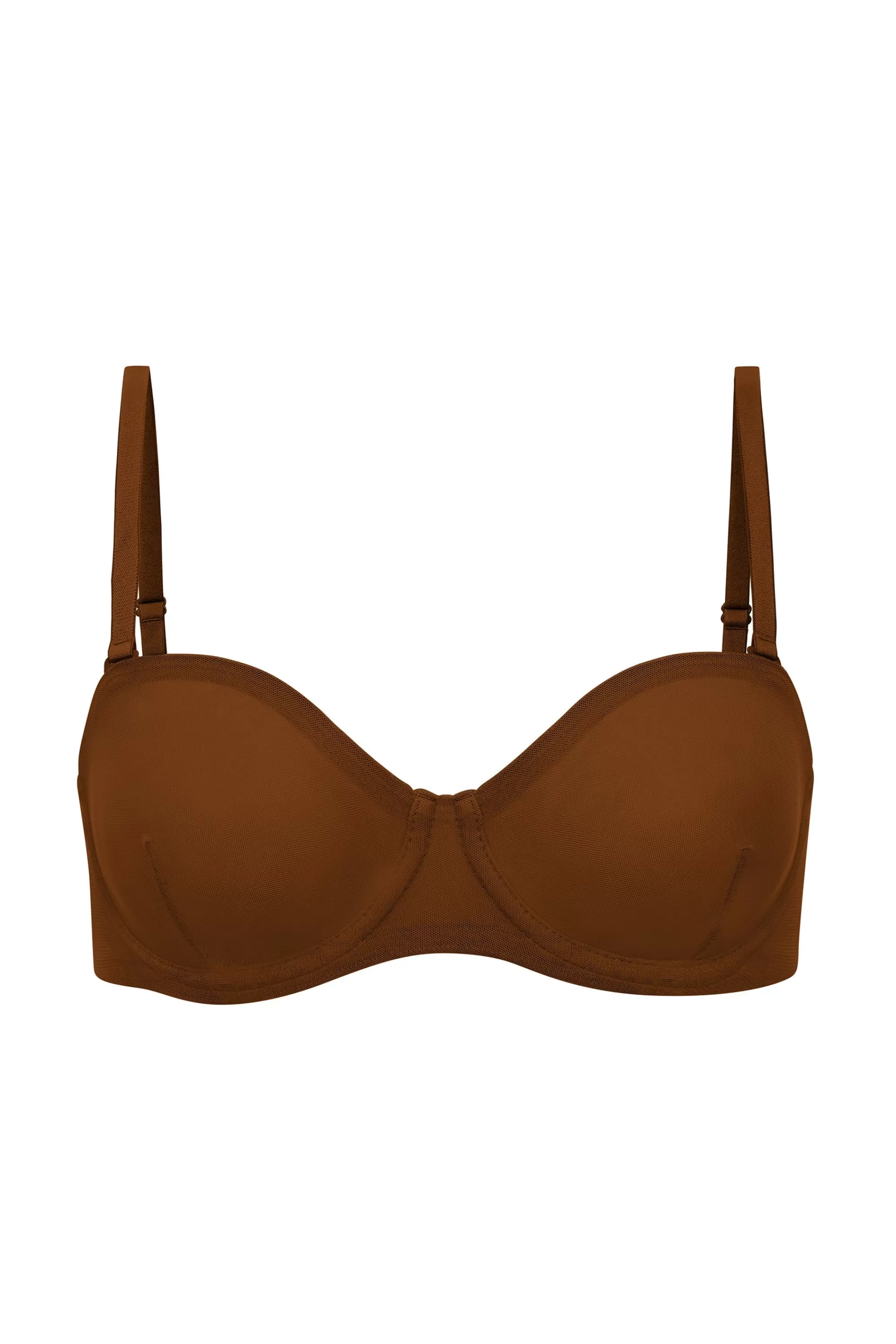 Oh Polly Soft Mesh Strapless Bra in Chestnut Best Sale