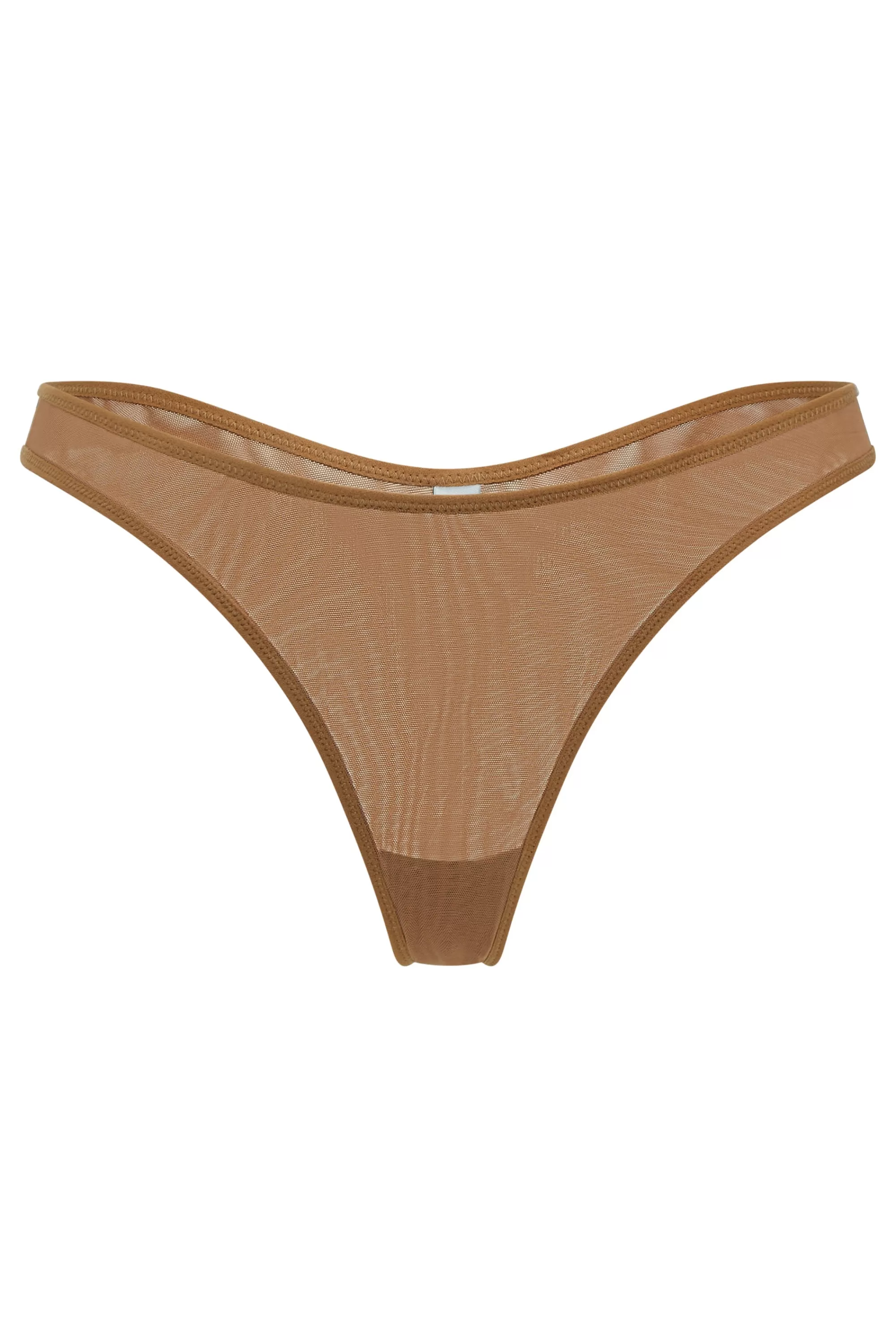 Oh Polly Soft Mesh Thong in Almond Best