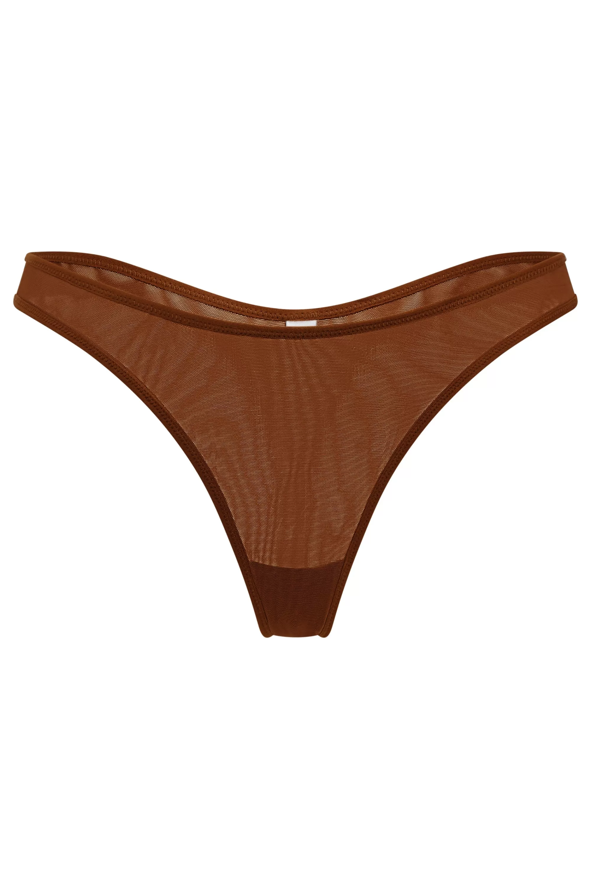 Oh Polly Soft Mesh Thong in Chestnut Flash Sale