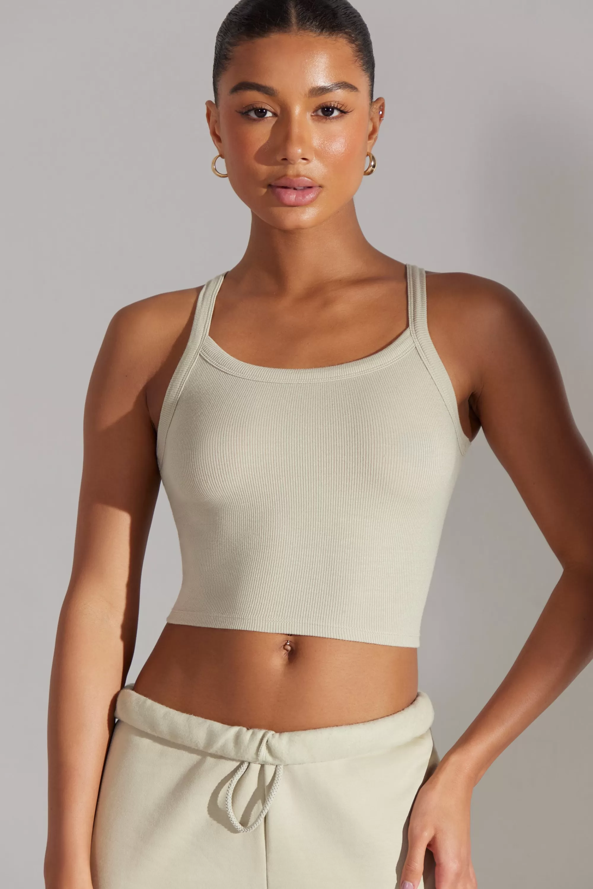 Oh Polly Soft Rib Tank Top in Limestone Shop