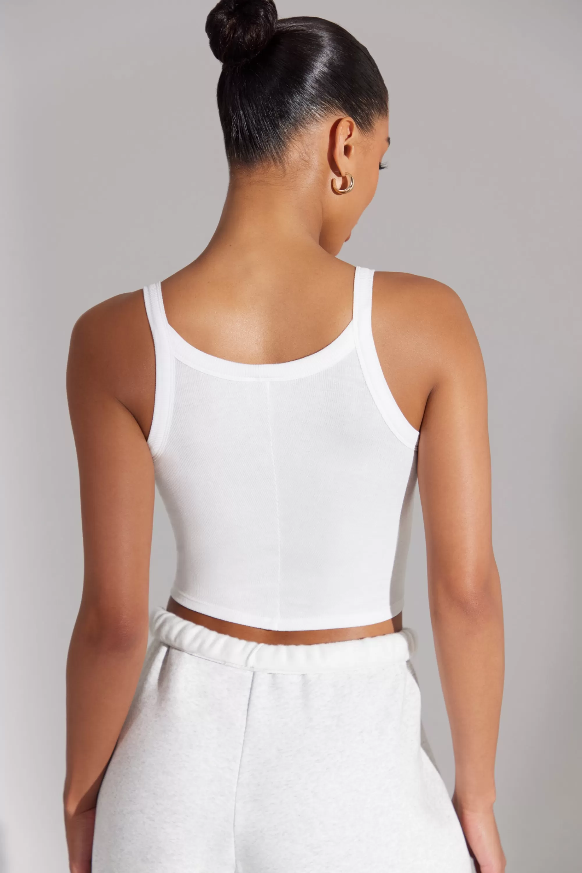 Oh Polly Soft Rib Tank Top in White Fashion