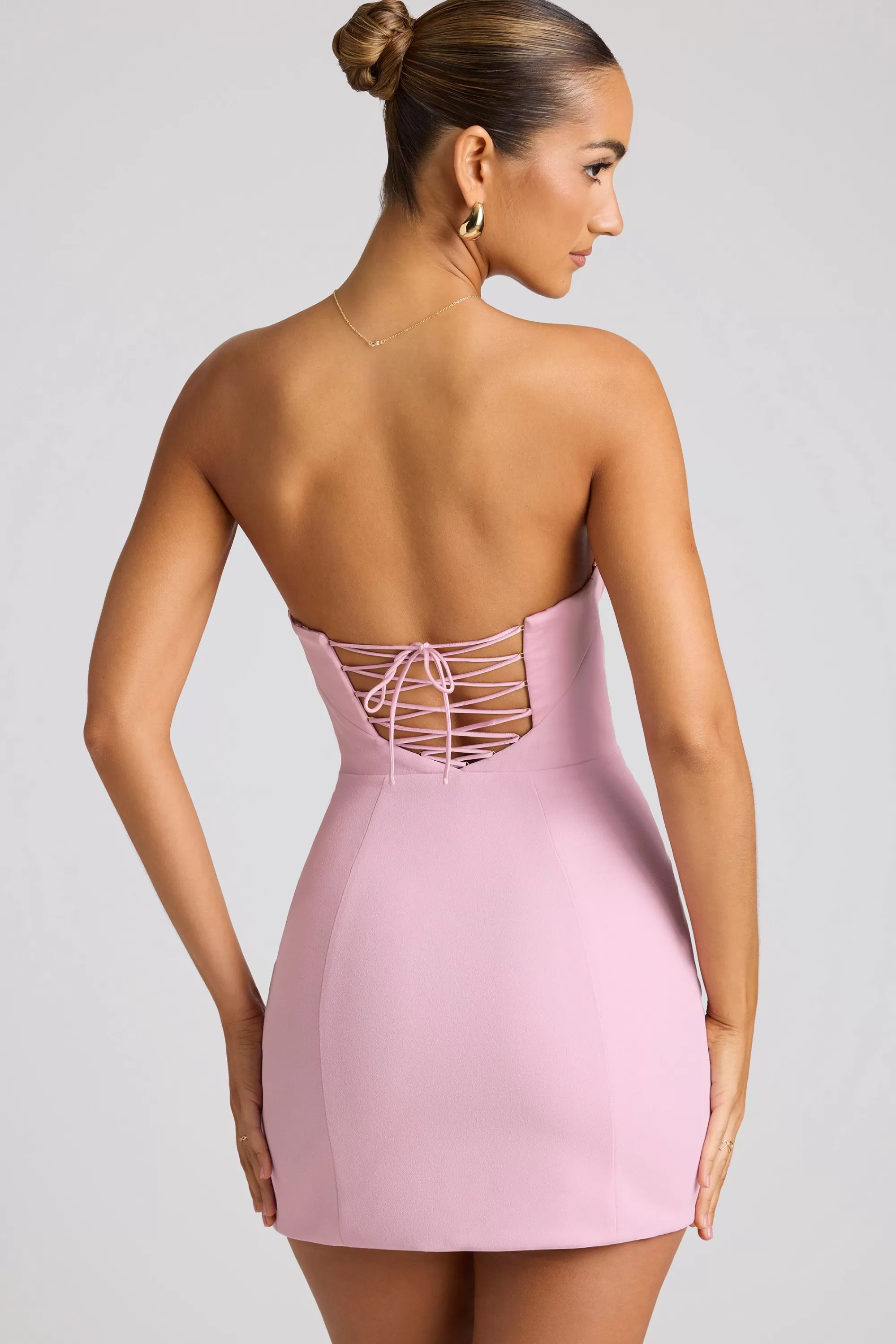 Oh Polly Strapless A-Line Mini Dress in Soft Pink SoftPink Shop