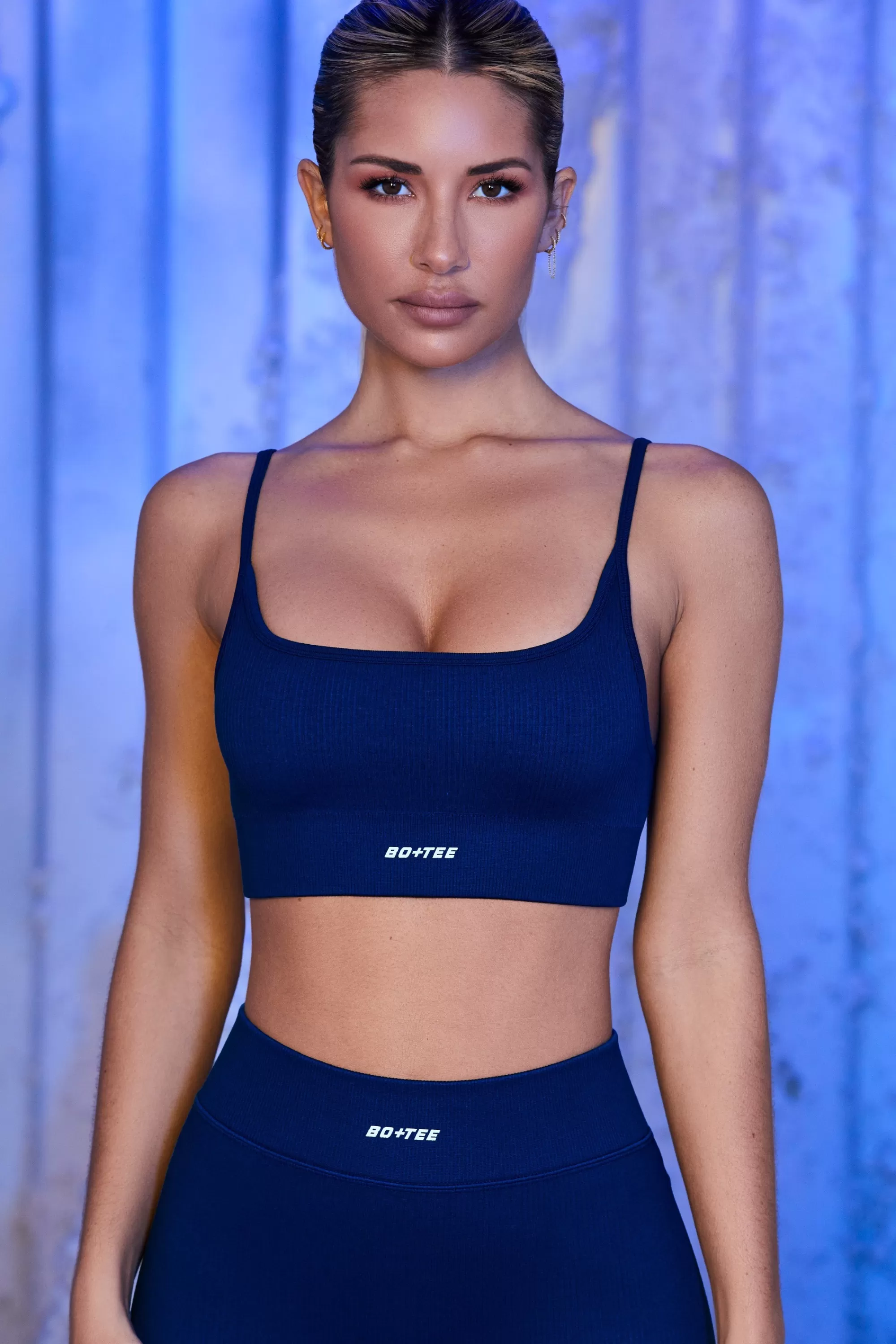 Oh Polly Strappy Sports Bra in Navy Online