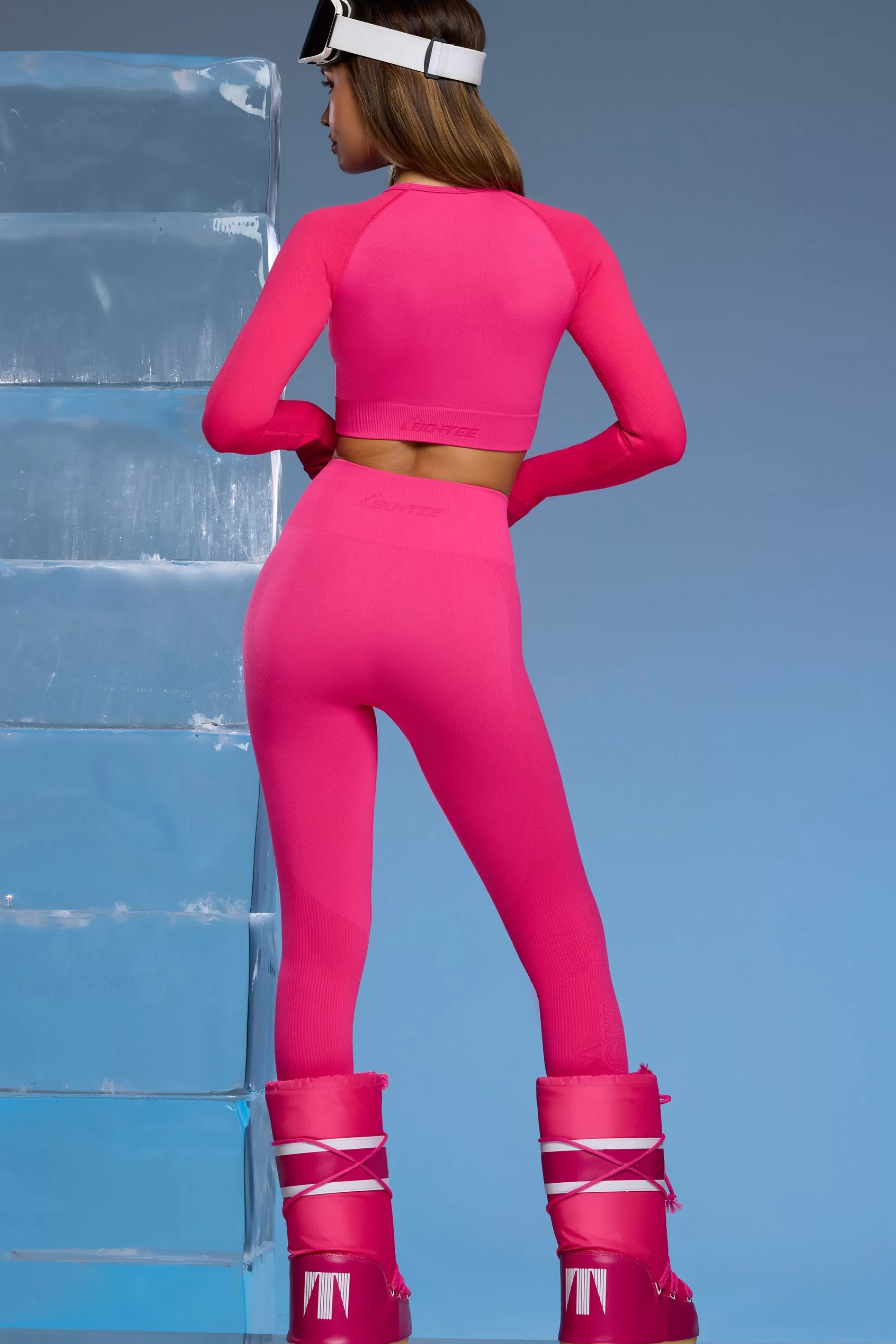 Oh Polly Super Sculpt Base Layer Leggings in Fuchsia Pink FuchsiaPink Hot